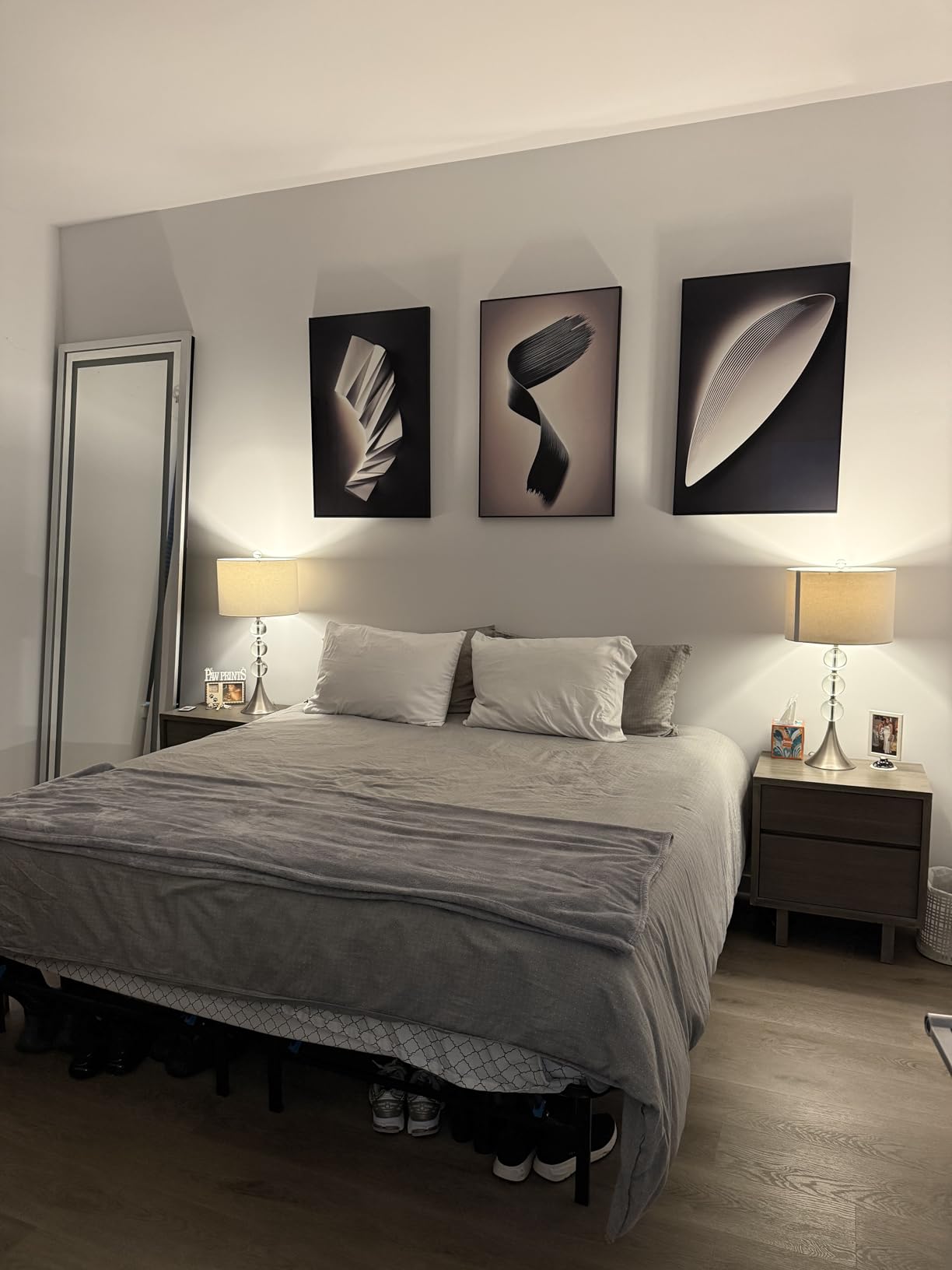 Large Framed Modern Wall Art for Living Room, 3 Piece Black and White Abstract Contemporary Pictures Artwork Decor, Geometric Luxury Bright Style Prints Paintings for Hallway and Office 24x36 Inch customer photo 2