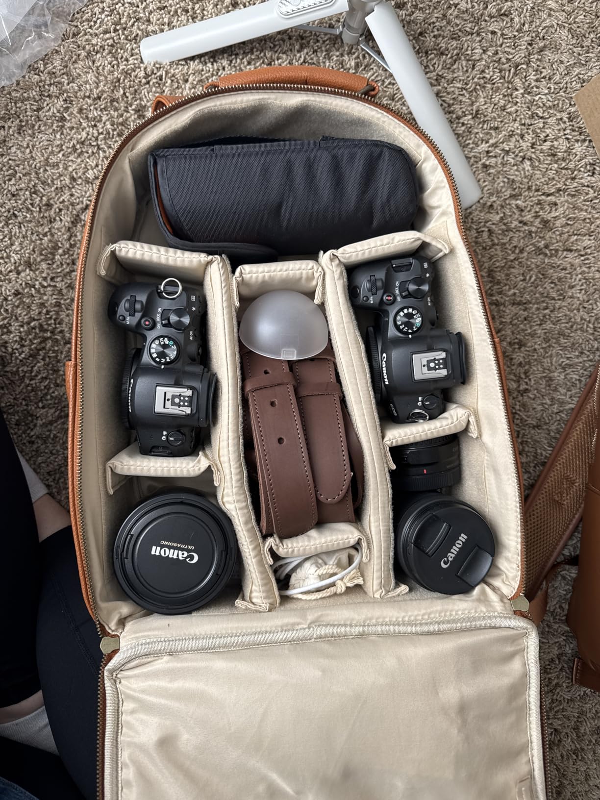 Camera Backpack Classic PU Leather for DSLR, Professional Camera Bag for Photographers with 15 Inch Laptop Compartment Large 20L customer photo 1