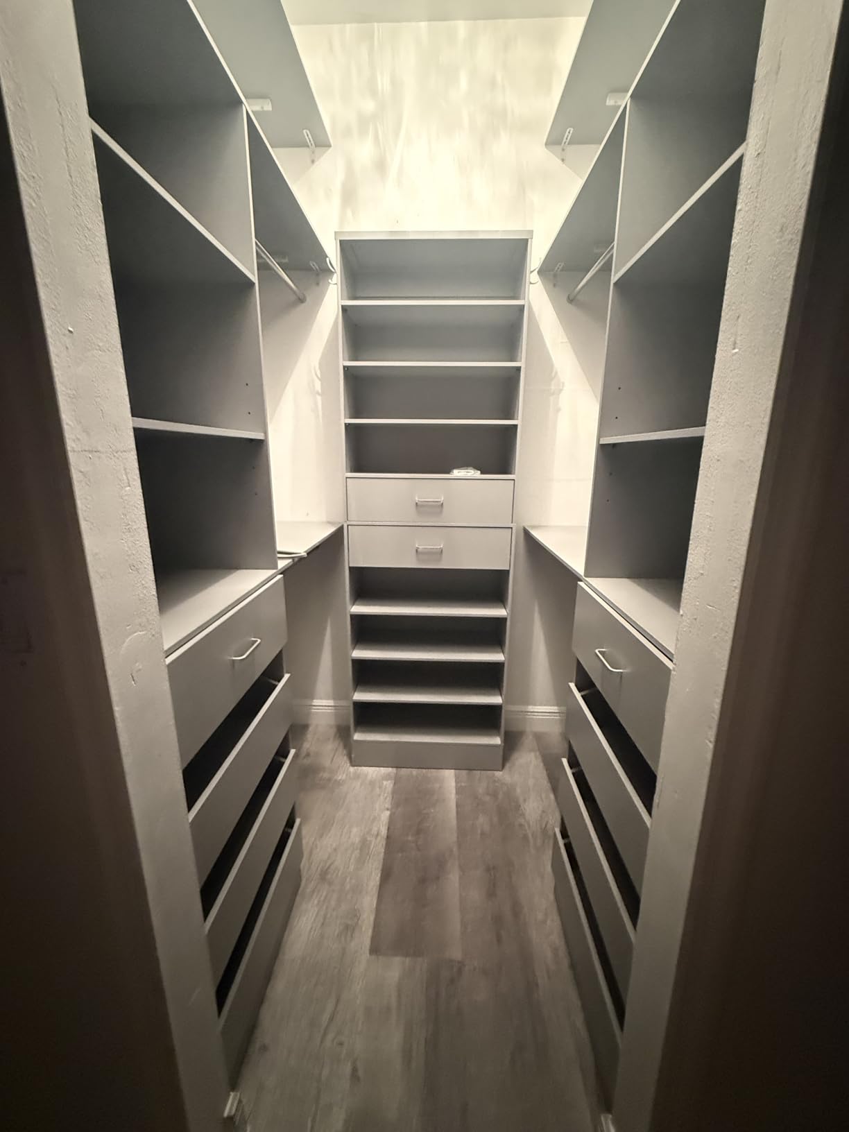 Aheaplus Closet System with 4 Drawers, 8FT Wood Closet Organizer System, 96'' Closets Built In System Tower with Shelves, Walk-in Closets Wardrobe Clothes Garment Rack, Fits Spaces 4-9 ft, White customer photo 2