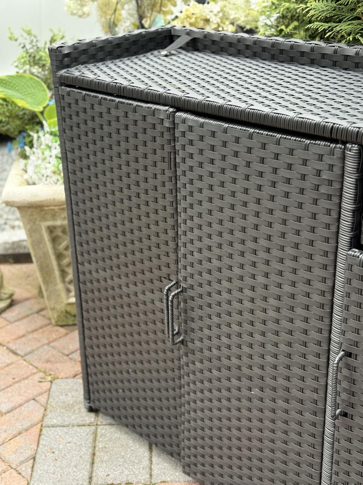 DWVO XL Outdoor Bar Table & Storage Cabinet, Wheels and Stainless Steel Extended Table Top, Patio Bar Table with Side Handle for Patio Kitchen or Bar Cart, Dark Brown customer photo 1