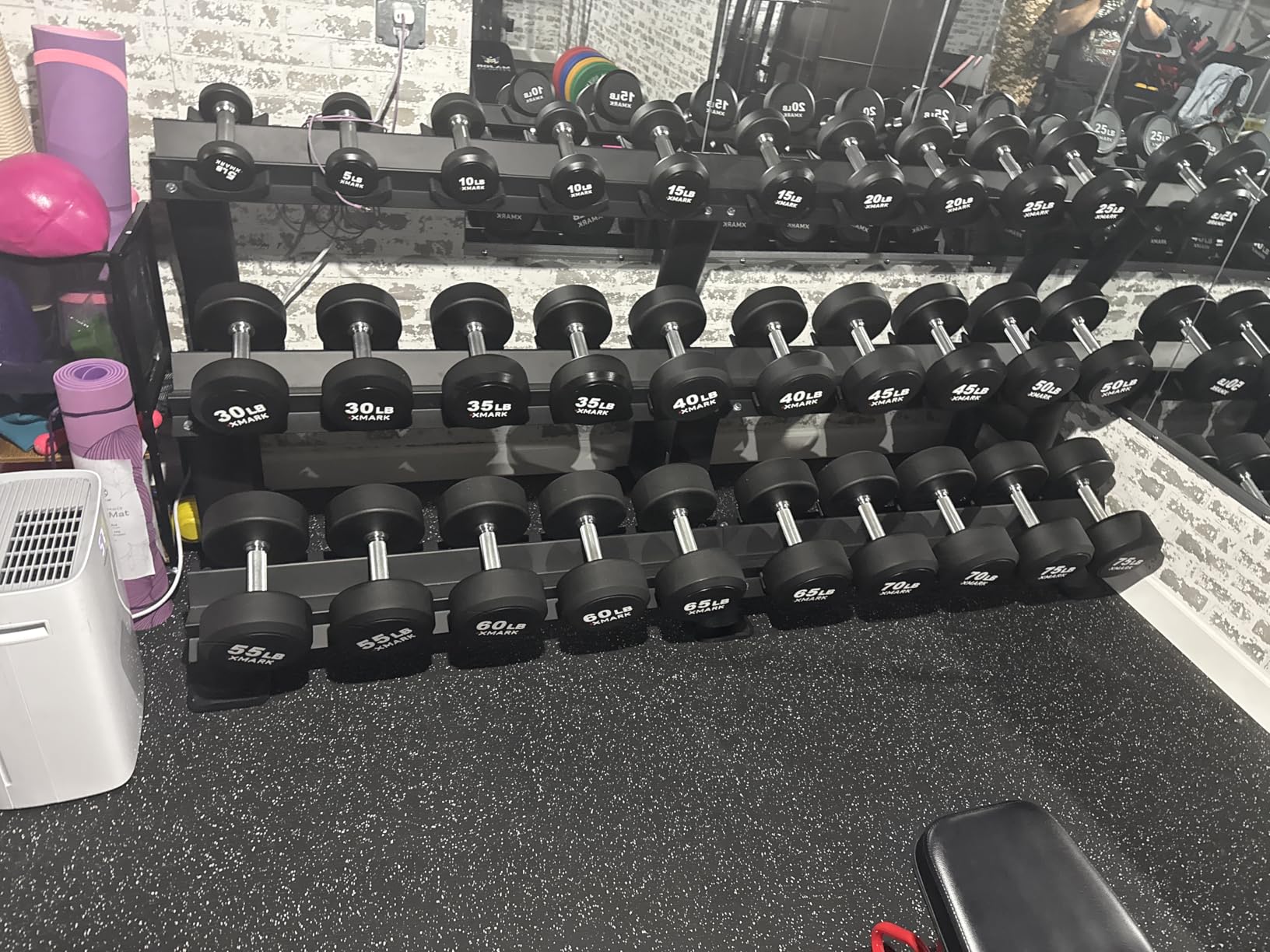 XMARK Dumbbell Weights Sets, 5-50lb and 5-75lb Dumbbell Sets, No Odor, Urethane Dumbbells, Commercial Gym and Home Gym Equipment customer photo 1