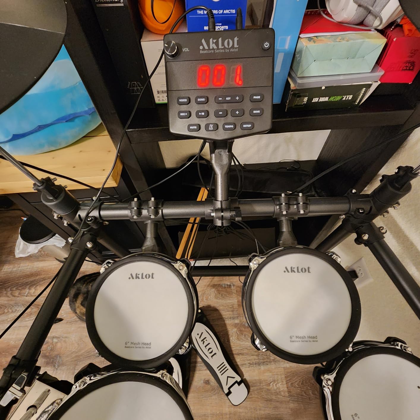 AKLOT B-CORE530 Electric Drum Set: Dual-Zone Quiet Mesh Drum Pads, 10