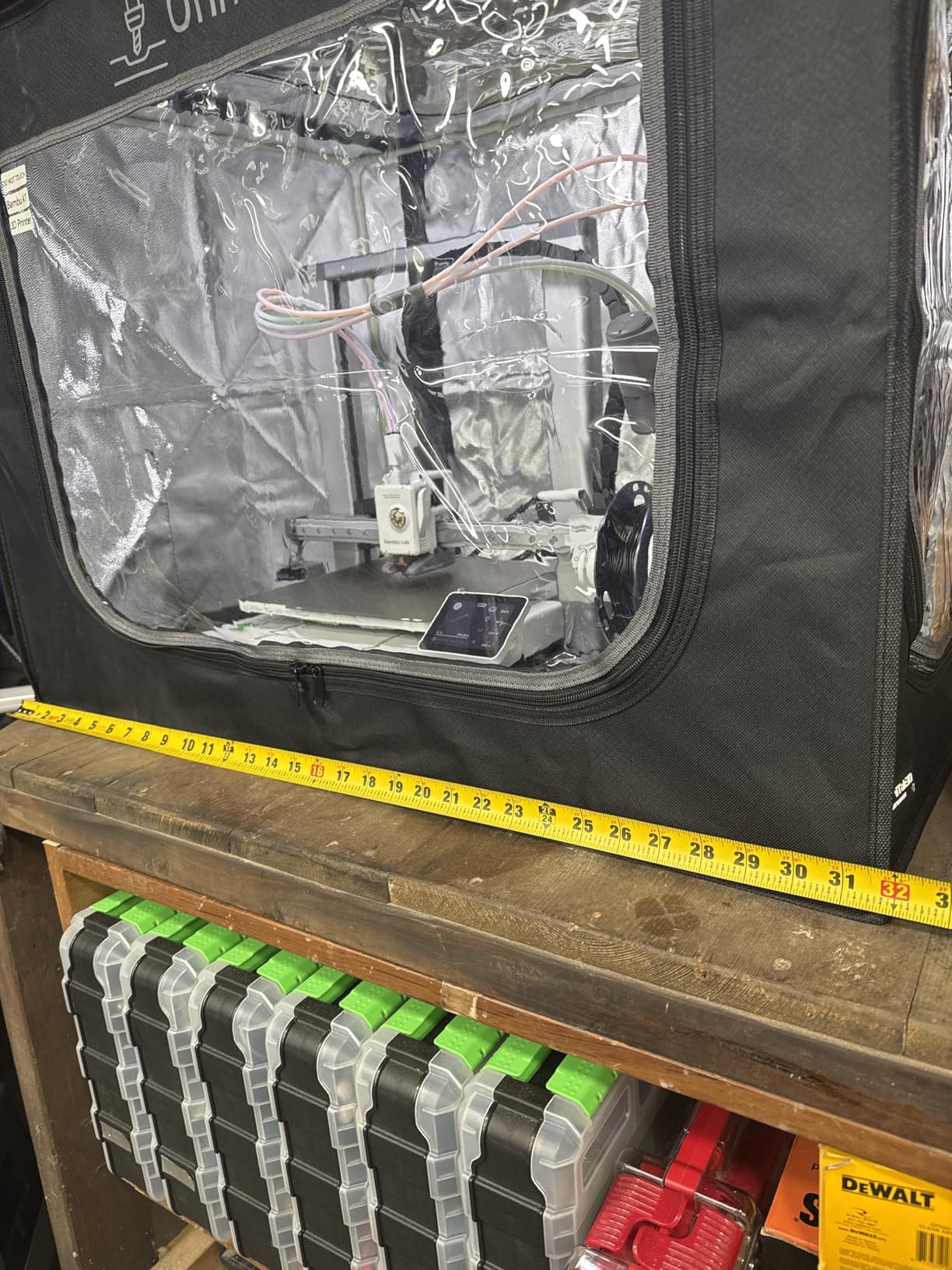 3D Printer Enclosure with Ventilation for Bambu Lab A1 Combo, Large Size Fireproof & Dustproof Enclosure, Noise Reduction, Constant Temperature 3D Printer Cover with LED Lighting System - 32.5x23x23inch customer photo 1