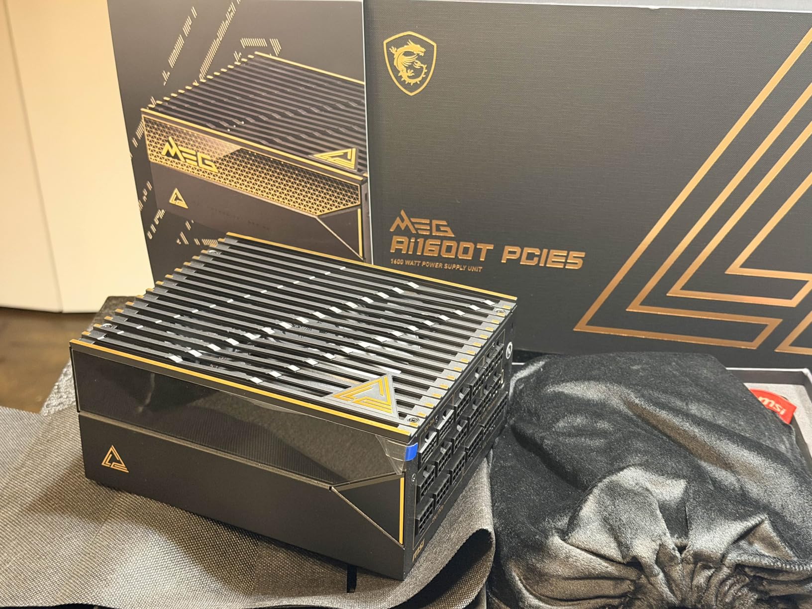 MSI MEG Ai1600T PCIE5, Fully Modular Gaming 1600W Power Supply, 80+ Titanium, Dual 12V-2x6 Cables, Server-Grade Capacitor, ATX 3.1 & PCIe 5.1 Ready, Low-Noise, Braided Cables, 12 Year Warranty customer photo 1