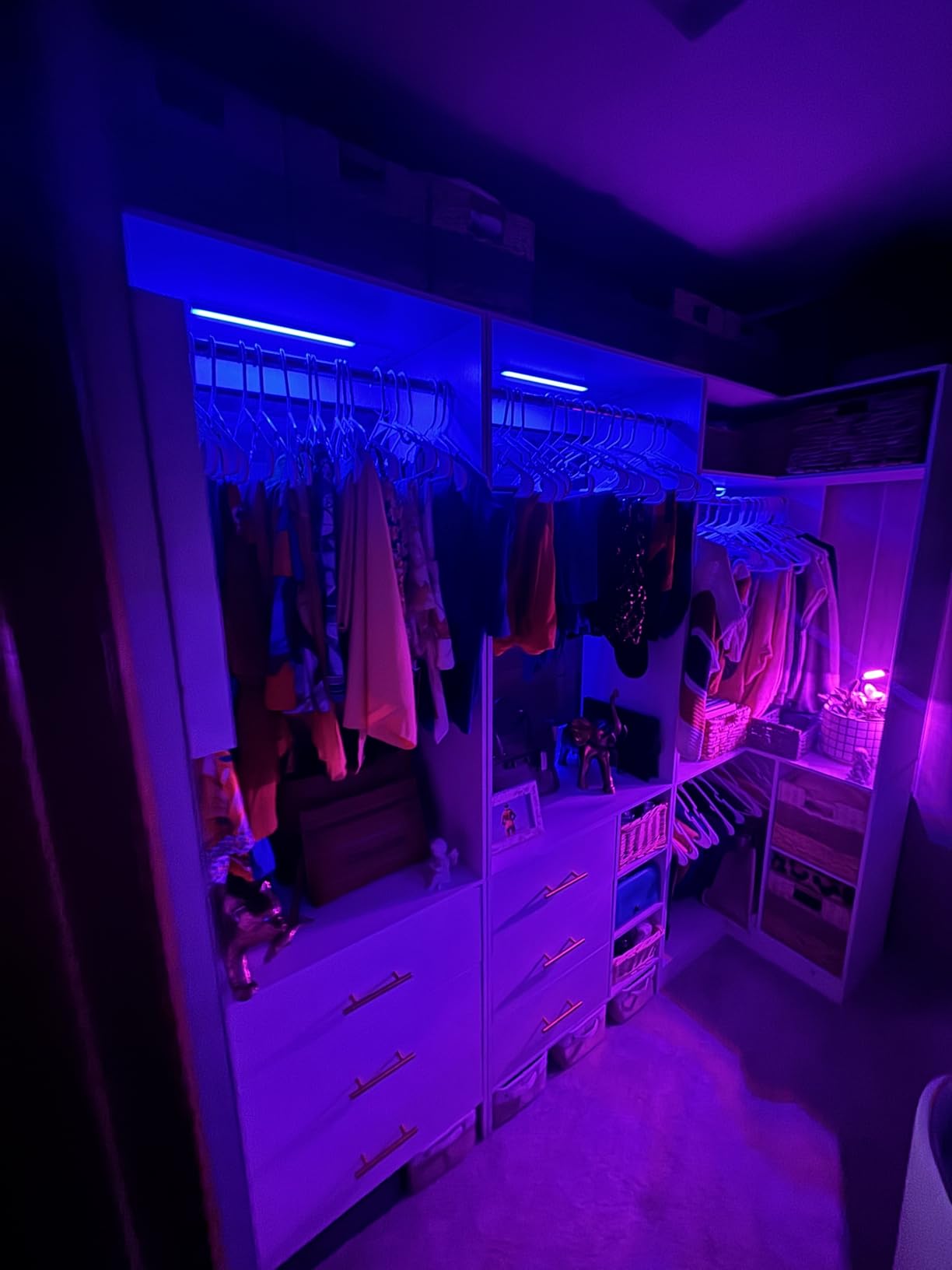 Aheaplus Closet System with 6 Drawers, 4 Hanging Rods & Corner Tower, Corner Closet System with Hanging, 86.8