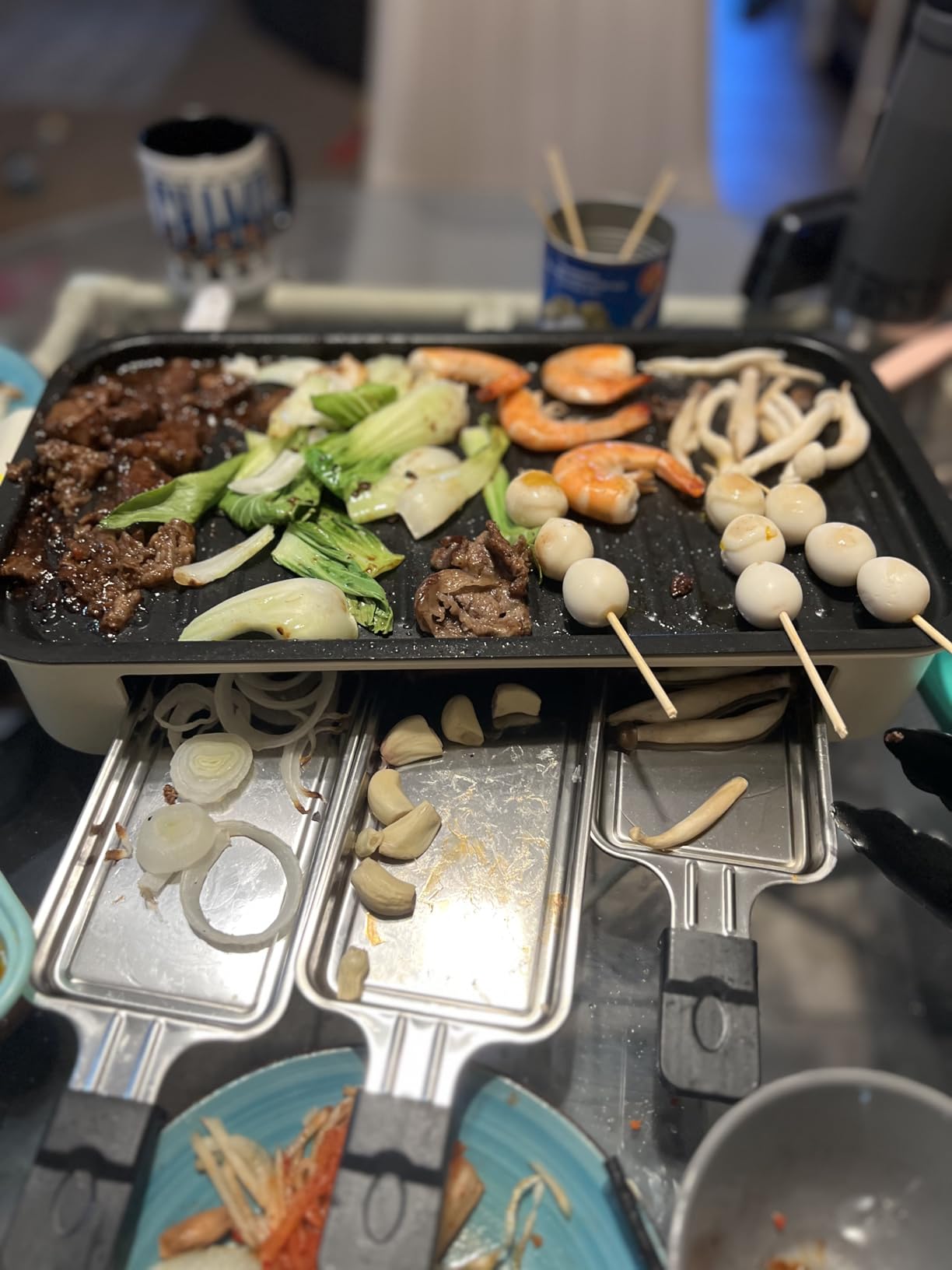 Pukomc Electric Indoor Grill, 2 in 1 Indoor Grills for Kitchen with Grill Net & Non-Stick Cooking Removable Plate, Temperature Control, Dishwasher Safe, 1700W Black customer photo 1