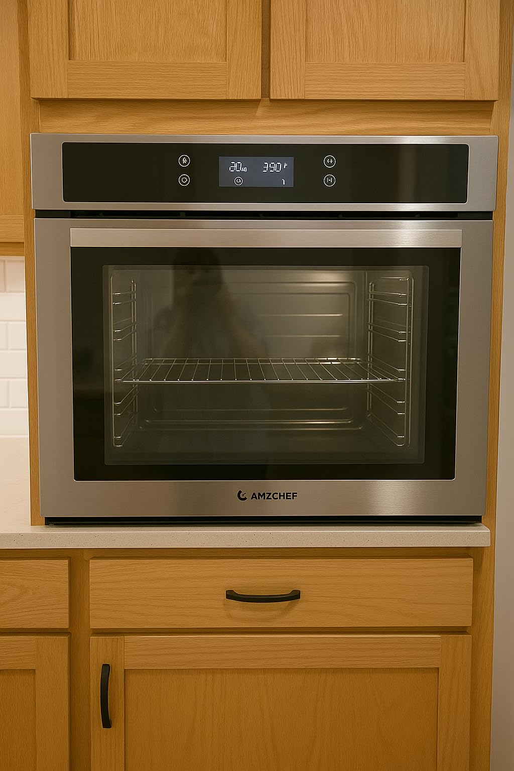 Wall Ovens 24 inch Electric, AMZCHEF 24 inch Wall Oven, 2200w Single Wall Oven with 6 Cooking Modes, 2.5 Cu.Ft. Electric Wall Oven, Convection Oven with Mechanical Knobs Control, Stainless Steel customer photo 1