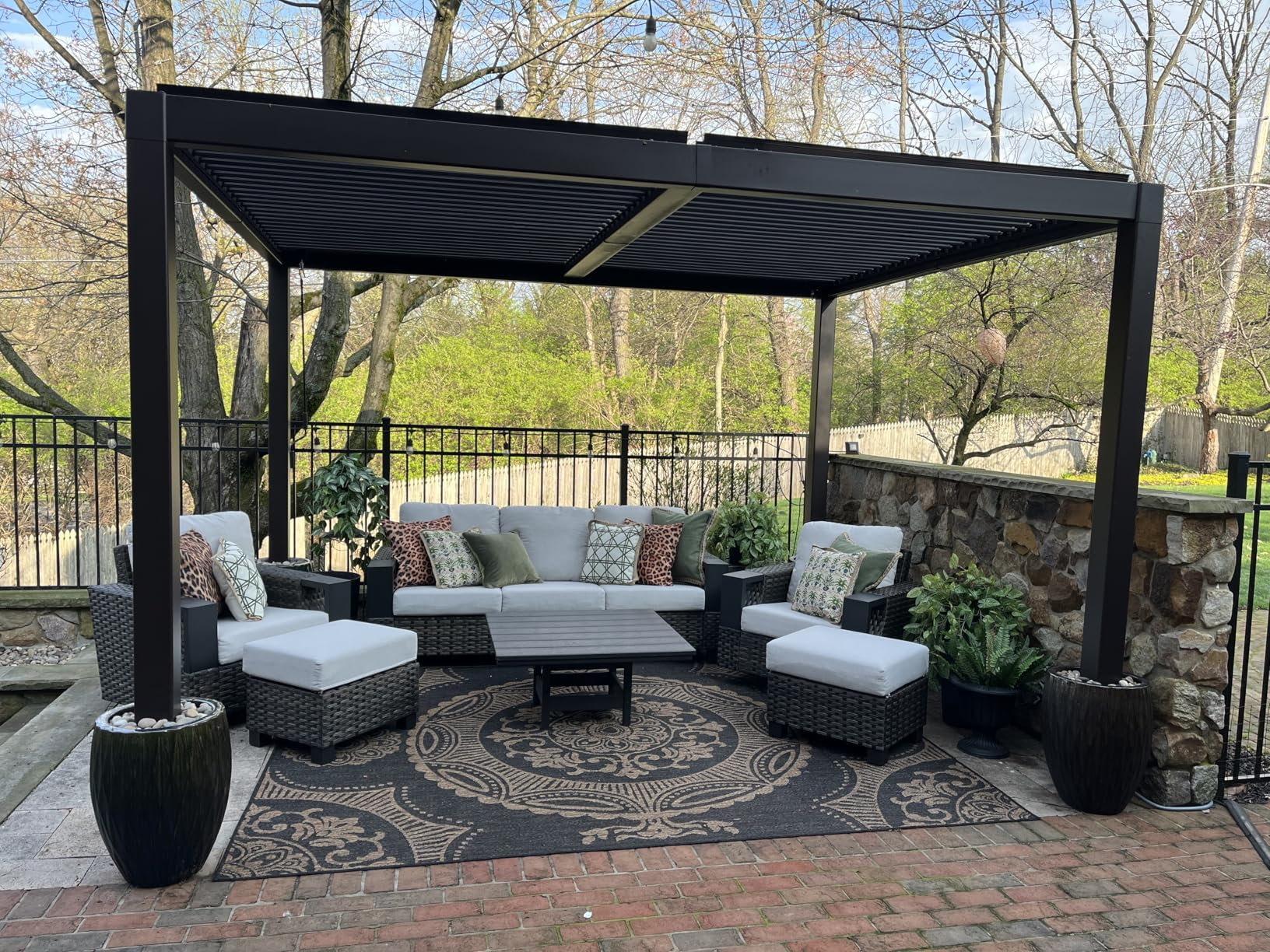 PURPLE LEAF 13' x 15' Louvered Pergola Outdoor Adjustable Louvre Shade Modern Patio Aluminum Pergola with Retractable Roof for Deck Backyard Garden Hardtop Gazebo, Bronze customer photo 2
