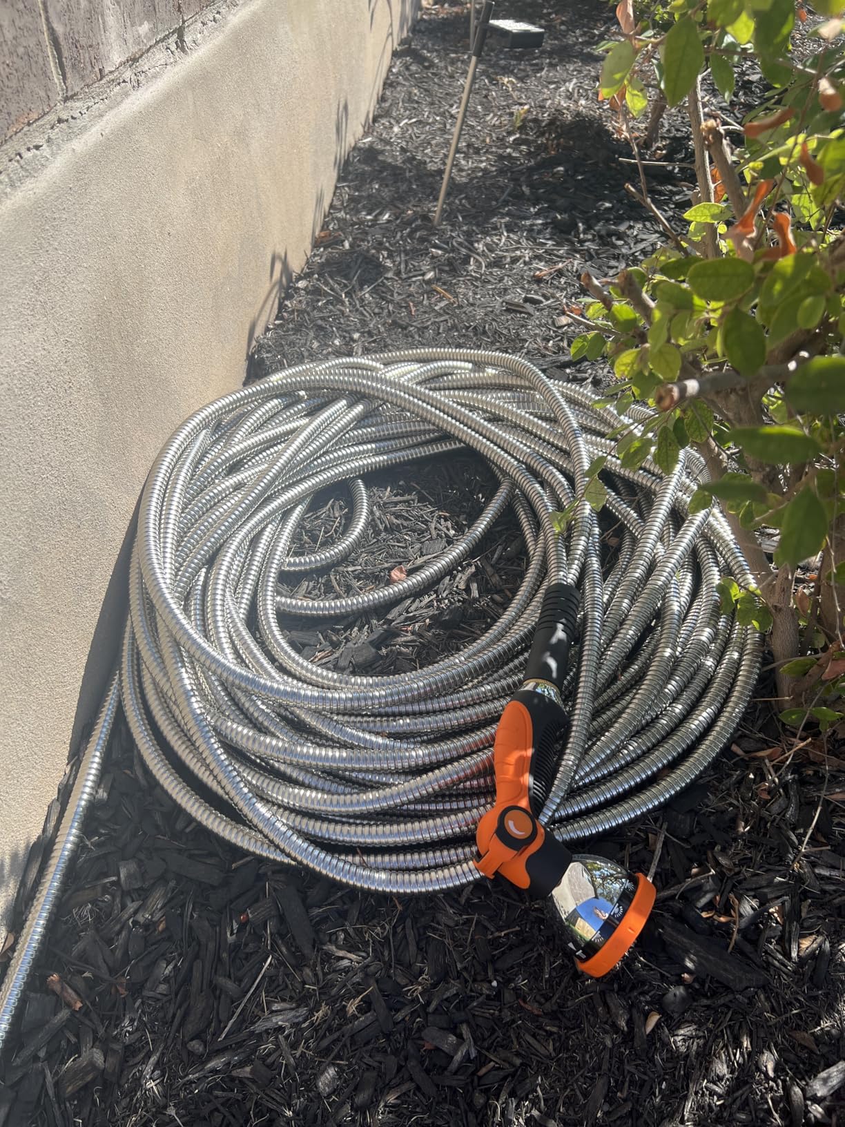 Best 100 ft Metal Garden Hose Set - No-Kink Durable 316 Stainless Steel, 10-Way Zync Spray Nozzle & Hook - Tough Flexible Heavy Duty Water Hoses, Naval Brass, Rust, Weather, LeakProof customer photo 1