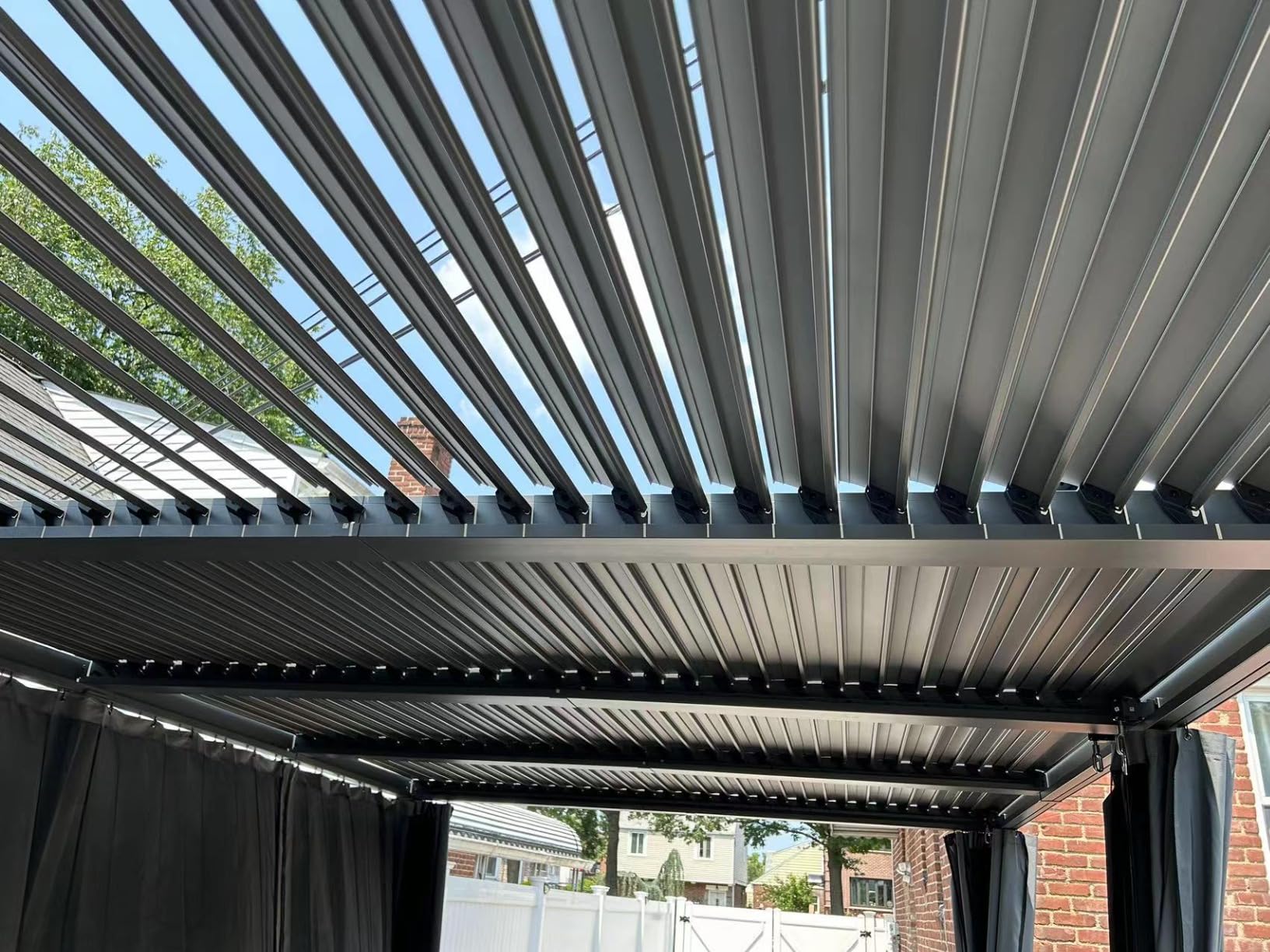 Aoxun Louvered Pergola 10x10 All-Aluminum Outdoor Gazebo with Independent Adjustable Roofs, Waterproof Curtains and Netting, Integrated Drainage System for Patios & Backyard customer photo 2