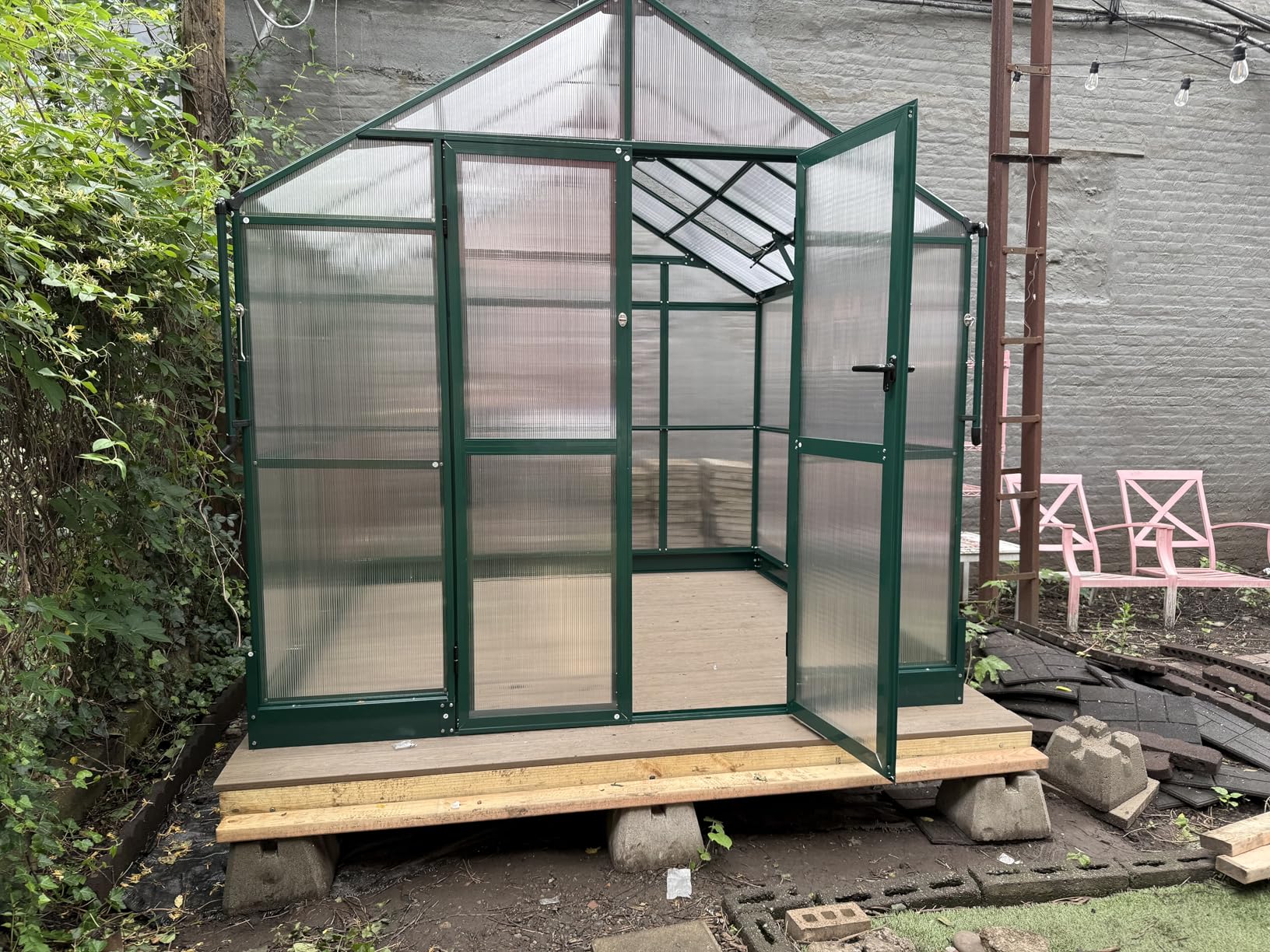 HOWE 10x18x8.4FT Polycarbonate Greenhouse, Heavy Duty Greenhouse for Outdoors with 4 Vent Windows, Black customer photo 1