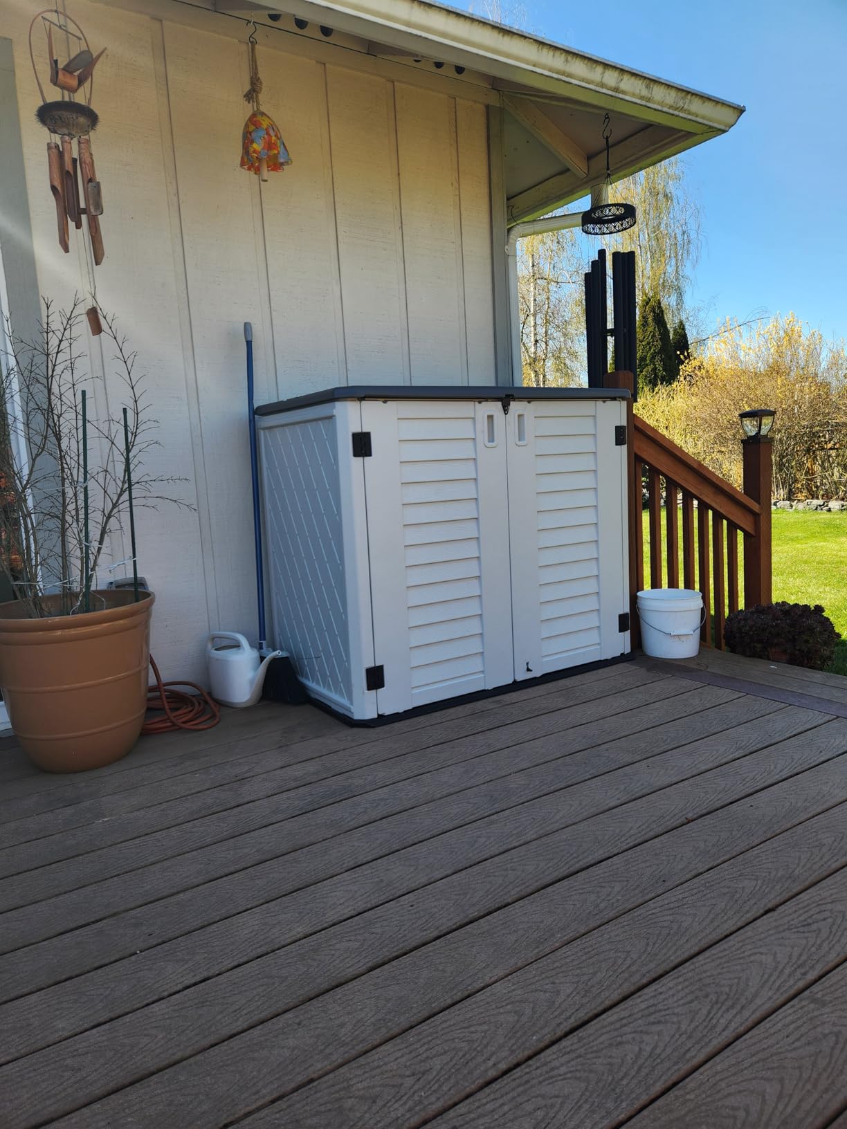 Mrosaa Outdoor Storage Shed Waterproof, Resin Storage Sheds Outdoor with Floor, Outdoor Storage Cabinet for Garage Storage, Pool Storage, Bike, Garden (57Cu.ft) customer photo 2