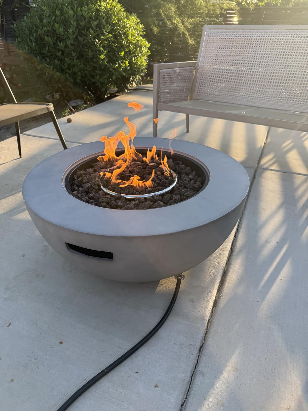 30 Inch Round Propane Fire Pit Table, 40,000 BTU Outdoor Concrete Gas Firepit with Tank Cover, Lava Rocks & Rain Cover, 2-Piece Fireplace for Patio, Backyard & Deck customer photo 1