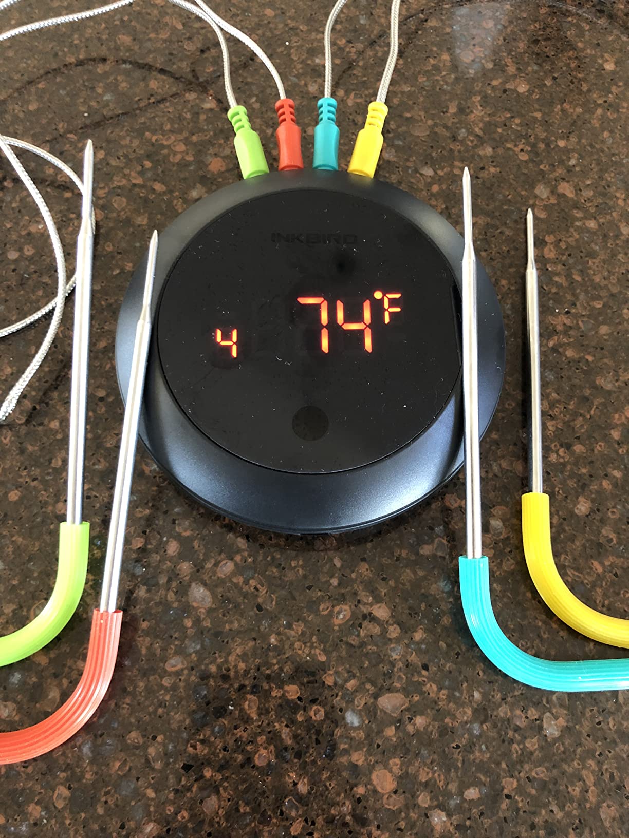 WiFi Wireless Meat Thermometer with 360°Readable LCD Standalone Base,4 Probes Digital Food Meat Thermometer with Remote Control for BBQ, Grill, Oven, Smoker, Rotisserie, Kitchen customer photo 1