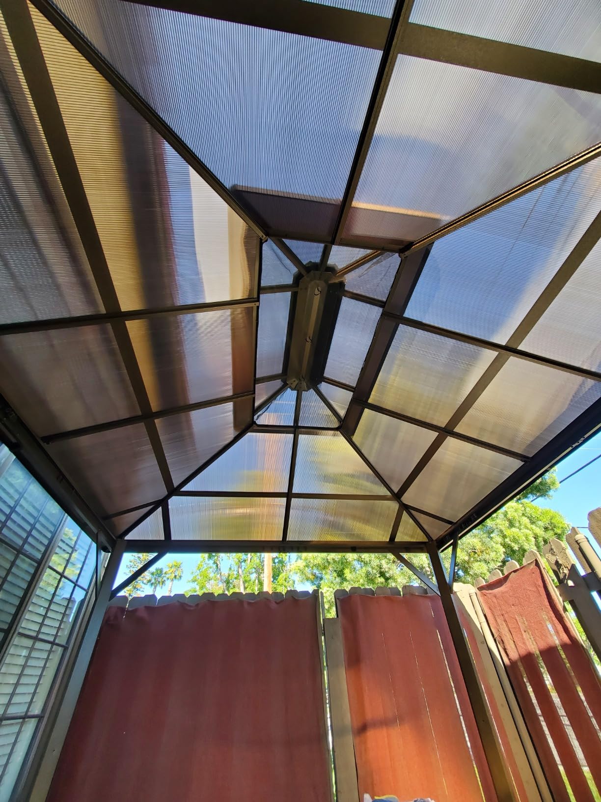 JolyDale 14'x12' Hardtop Gazebo, Outdoor Polycarbonate Double Roof Pavilion with Aluminum Frame, Netting, and Curtains, Ideal for Patios, Gardens, and Backyards customer photo 1