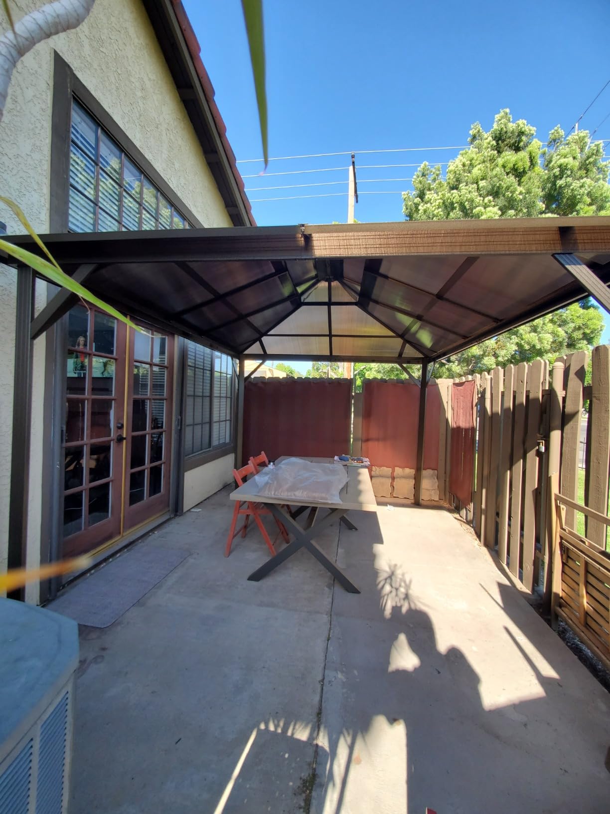 JolyDale 14'x12' Hardtop Gazebo, Outdoor Polycarbonate Double Roof Pavilion with Aluminum Frame, Netting, and Curtains, Ideal for Patios, Gardens, and Backyards customer photo 2