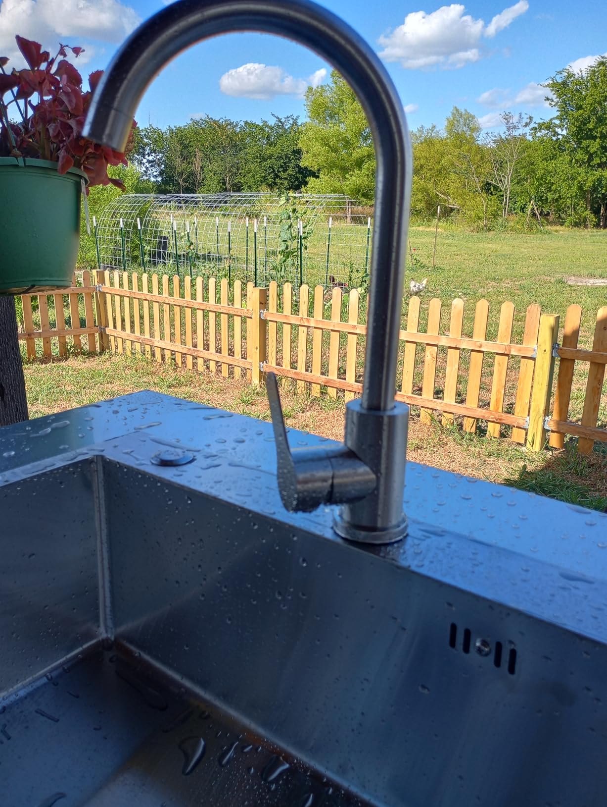 BODEGA Stainless Steel Outdoor Kitchen Sink Cabinet, Outdoor Sink With Hose Hook Up, Single Bowl Kitchen Sinks With Brake Wheels & Spice Rack, All-Weather Use, Mobile Prep Station for BBQ, Camping, RV customer photo 2
