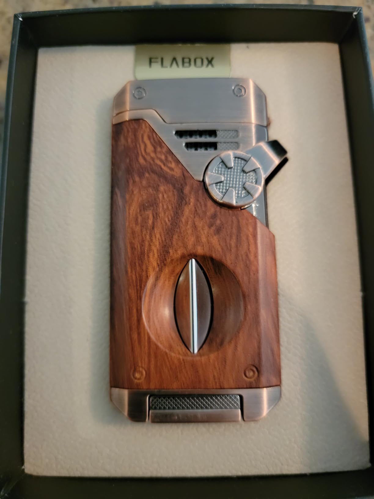 Joyoldelf Cigar Torch Lighter Quad Flame - Refillable Jet Butane Windproof Lighter with Cutter, Punch & Fuel Window (Without Butane) - Premium Gift for Men, Outdoor Smoking, Portable Use customer photo 1
