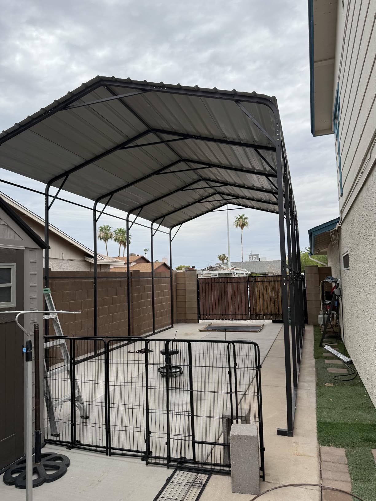 GREEN PARTY 14 x 25 x 13 ft Metal RV Carport Kits with Galvanized Steel Roof, Heavy Duty 2 Car Outdoor Car-Shed Canopy, Car Tent Metal Garage Shelter for RV, SUV, Truck, Tractors and Boats, Gray customer photo 1