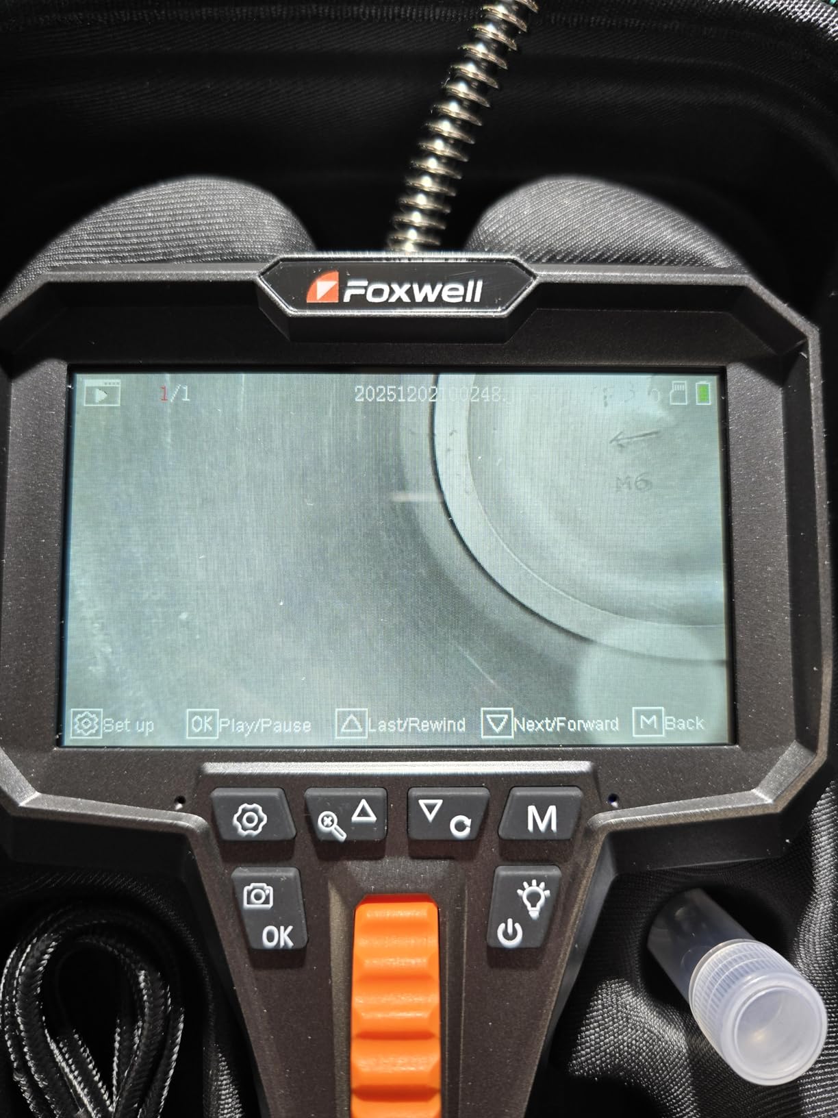 FOXWELL Dual Lens Articulating Borescope, 0.25in Slim 220° Two-Way Endoscope Camera with LED Light, IPS HD Screen, IP67 Waterproof Snake Camera for Automotive, Pipe, Wall & Engine Inspection - 5.3FT customer photo 1