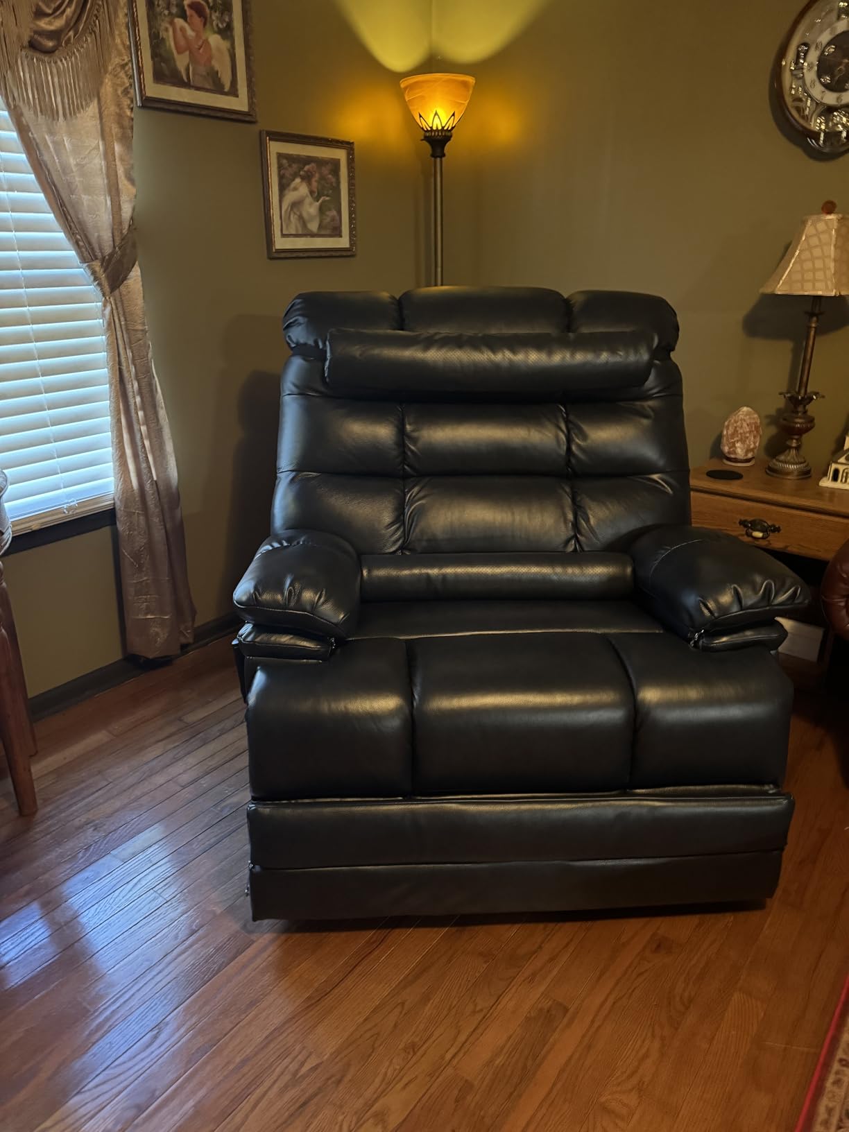 DYNOX Large Wide Power Lift Recliner for Seniors, 400 LBS Dual Motor Lay Flat Chair with Heat & Massage, Oversized Electric Recliner (9305, Faux Leather, Dark Brown) customer photo 1