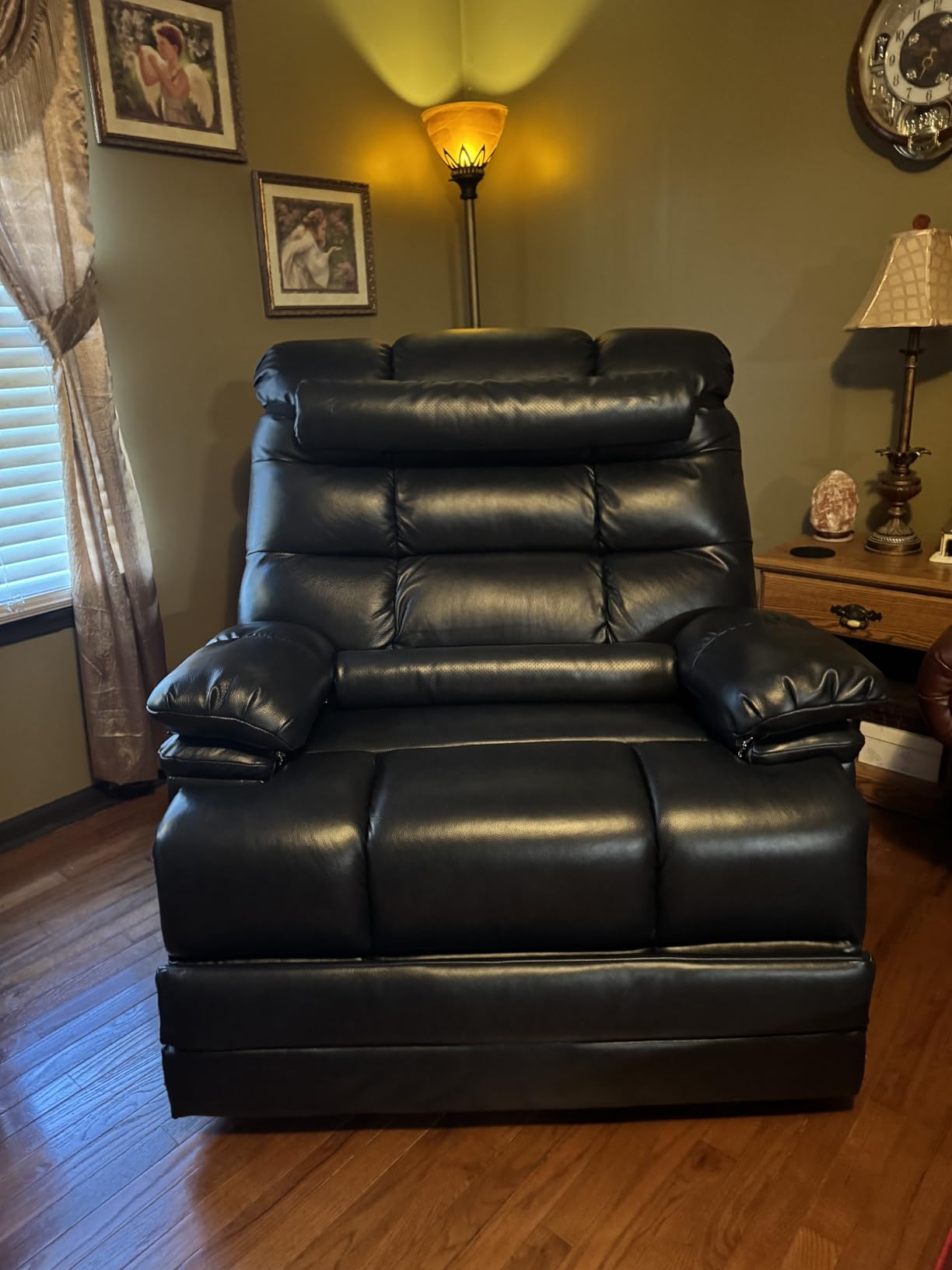 DYNOX Large Wide Power Lift Recliner for Seniors, 400 LBS Dual Motor Lay Flat Chair with Heat & Massage, Oversized Electric Recliner (9305, Faux Leather, Dark Brown) customer photo 2