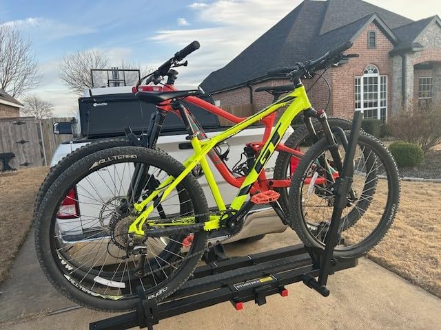 TrailV2 Plus Hitch 2 Ebike Rack with Ramp, Tilt, Fold, Anti-Theft Hitch & Wheel Locks, Heavy Duty 170 lbs Capacity, Fits 2
