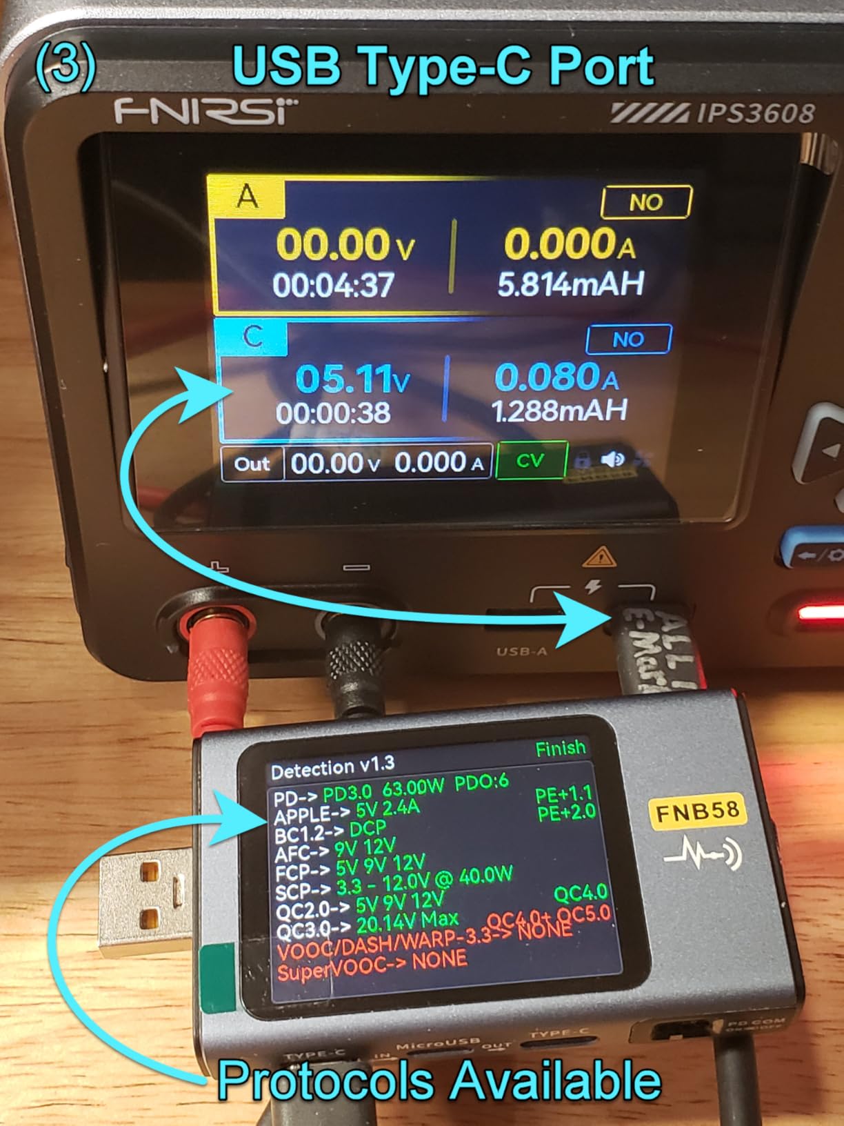 FNIRSI IPS3608 DC Power Supply Variable, 36V 8A Bench Power Supply with <10mV Low Ripple, Aluminum Shell, USB-A&Type-C Port, Day/Night Dual UI, 4-Digit IPS Display, PC Programmable, 6 Preset Data customer photo 2