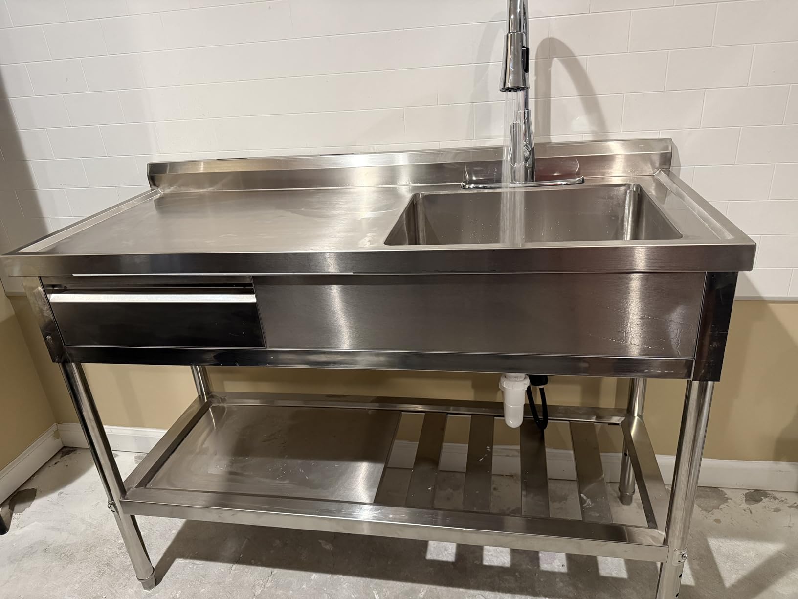 WOEDEN 47 304 Stainless Steel Sink Free-Standing Kitchen Sink with Workbench, Drawer Storage & Hot/Cold Water Pipes for Laundry, Farmhouse & Outdoor Use customer photo 2