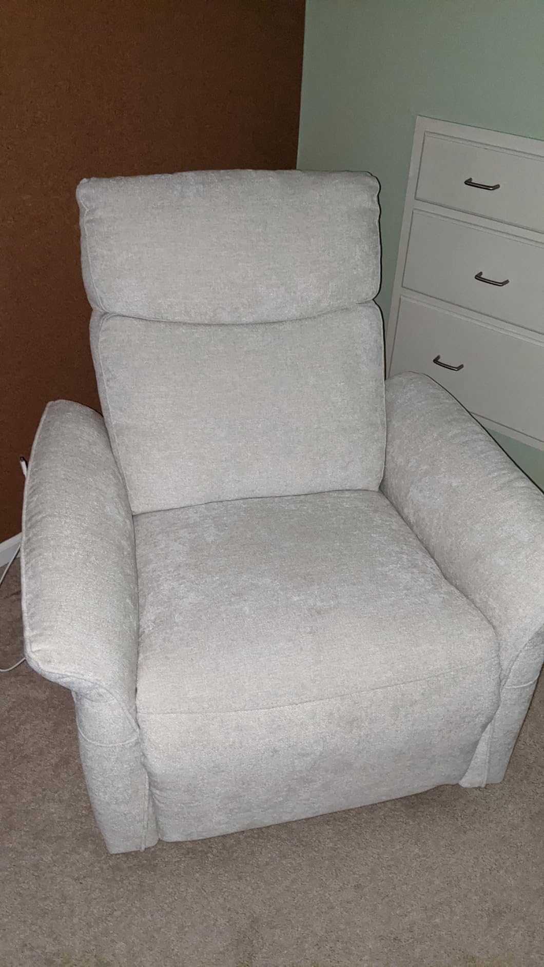 CHITA Genuine Leather Power Recliner Chair, Electric Triple-Motor Swivel Glider Nursery Rocking Chair with Adjustable Power Headrest and Lumbar Support, GREENGARD Gold Certified, Creamy Grey customer photo 1