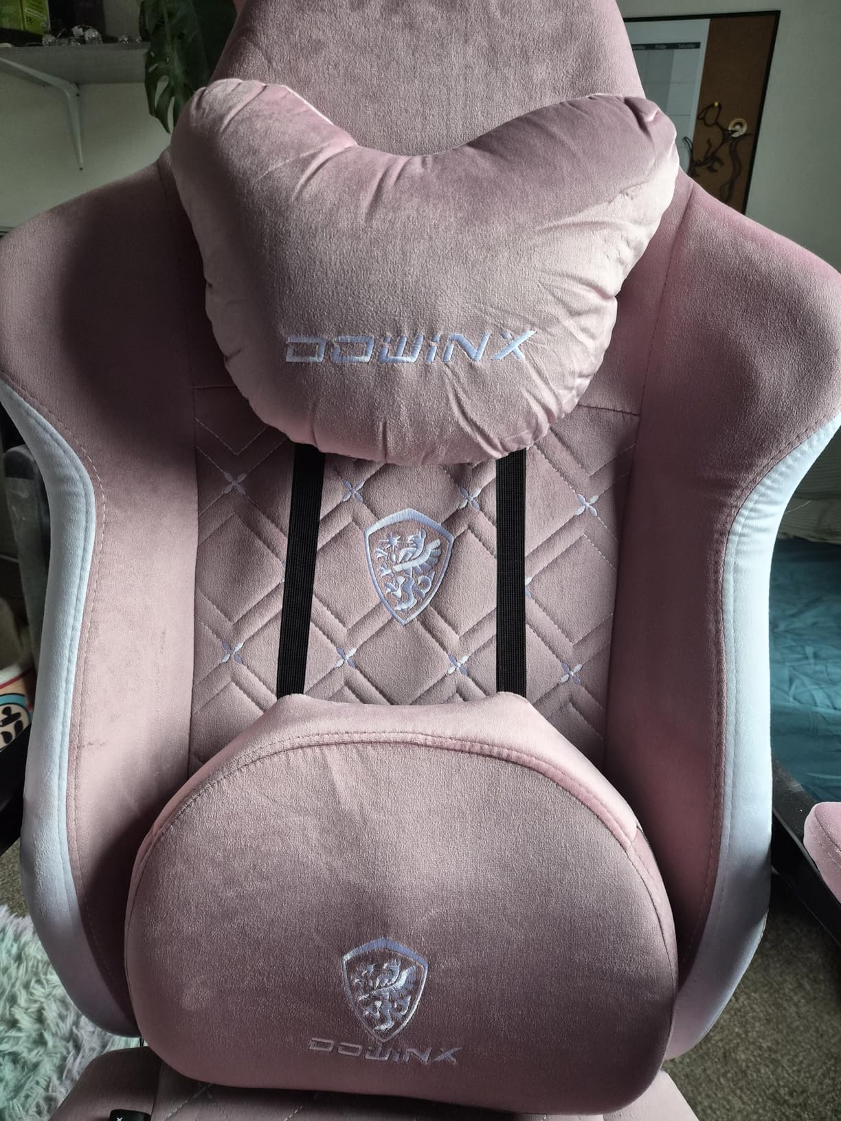 Dowinx Gaming Chair with Heated Massage Lumbar Support, Big and Tall Fabric Gaming Chairs for Adults with Footrest, Ergonomic Computer Game Chair with Pocket Spring Cushions, 350lbs, Black customer photo 2