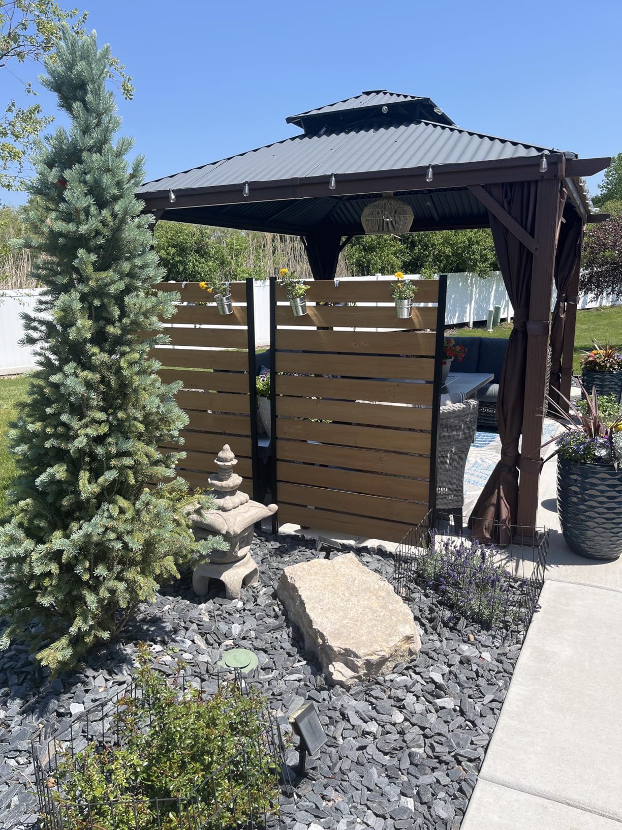 6ft H x 3.1ft W (1 Panel) No Dig Enclo Aspen Charcoal Wood Privacy Screen, Decorative Patio Privacy Screen, Great to Hide Trash Cans, Outdoor Privacy Fence Panel, Air Conditioner Fence, EC18042 customer photo 2
