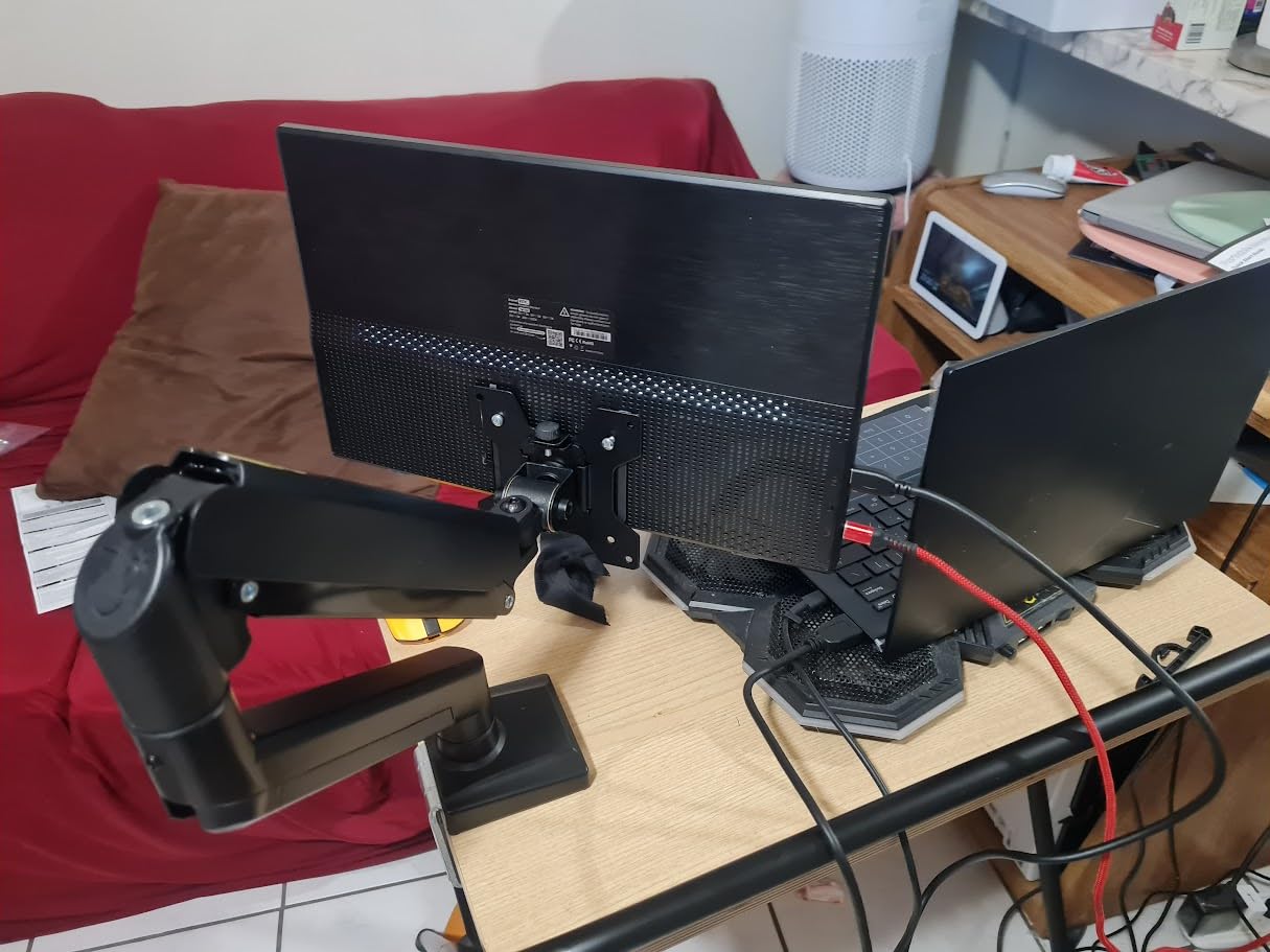 WALI Triple Monitor Mount - Extra Tall 3 Monitor Desk Mount for 13-49 Inch Ultrawide Screens, Up to 44 lbs, Fully Adjustable Heavy Duty Monitor Arm, VESA 75/100 mm (GSDM003-P), Black customer photo 2