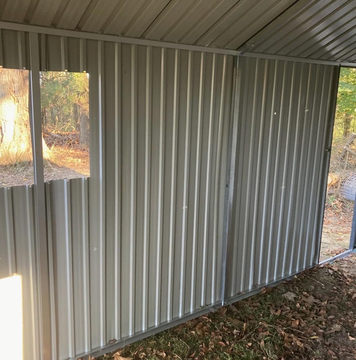 Aoxun 12x20x9.3 FT Metal Storage Shed Outdoor Large Garage Shed Carport with Double Doors, Side Door & Windows, Heavy Duty Garden Tool Shed All-Weather Outdoor Building for Vehicles & Sundries (Brown) customer photo 1