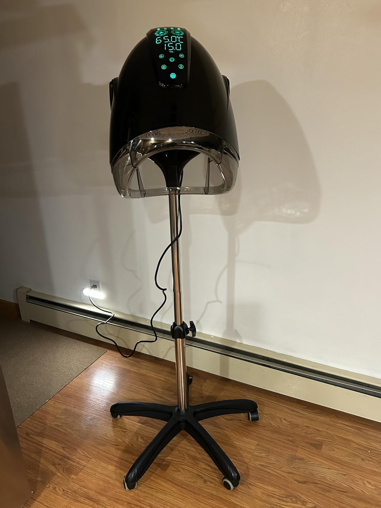 Professional Stand-up Hooded Hair Dryer, with smart Touch Control Panel, 1000W 8-Speed Settings, Negative ion and Ozone Functions, with Bonnet Portable Blow Dryer, for Salons and Home use. customer photo 2