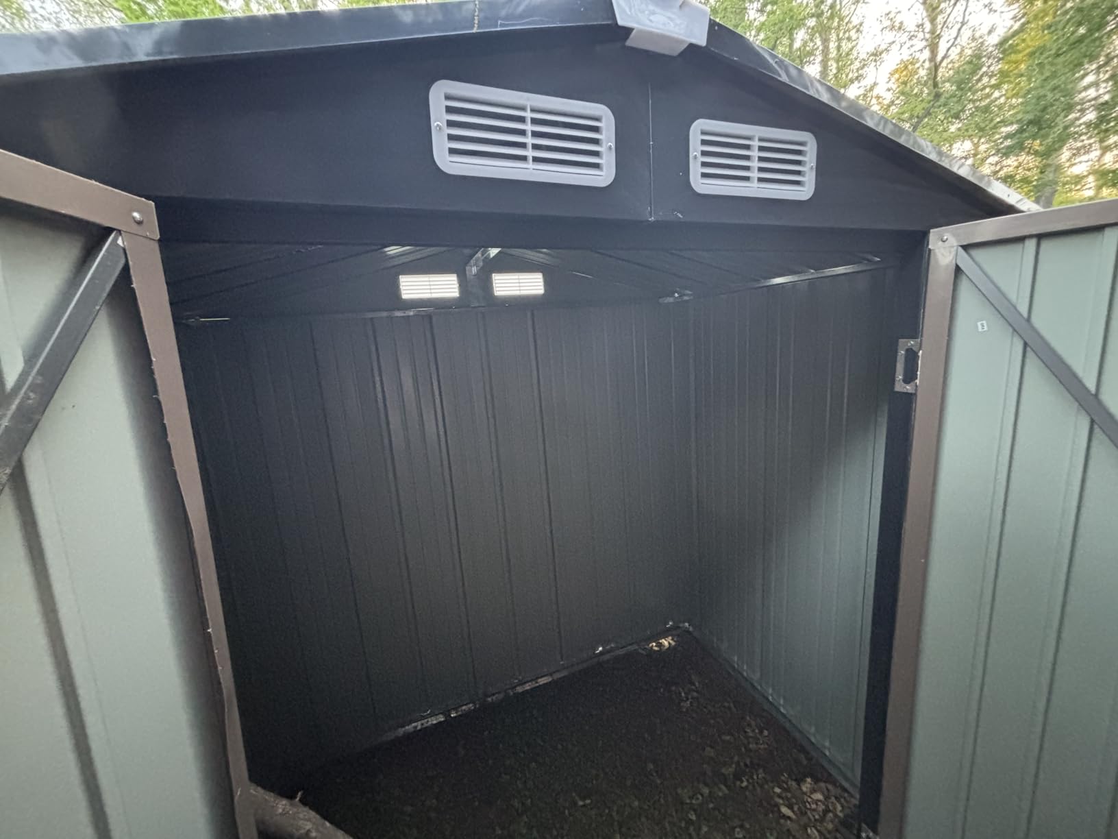 10x12 FT Outdoor Storage Shed Heavy-Duty Galvanized Steel Metal Garden Shed with Lockable Double Doors for Bike, Tool, Generator Storage in Backyard, Patio (10'x12') customer photo 1
