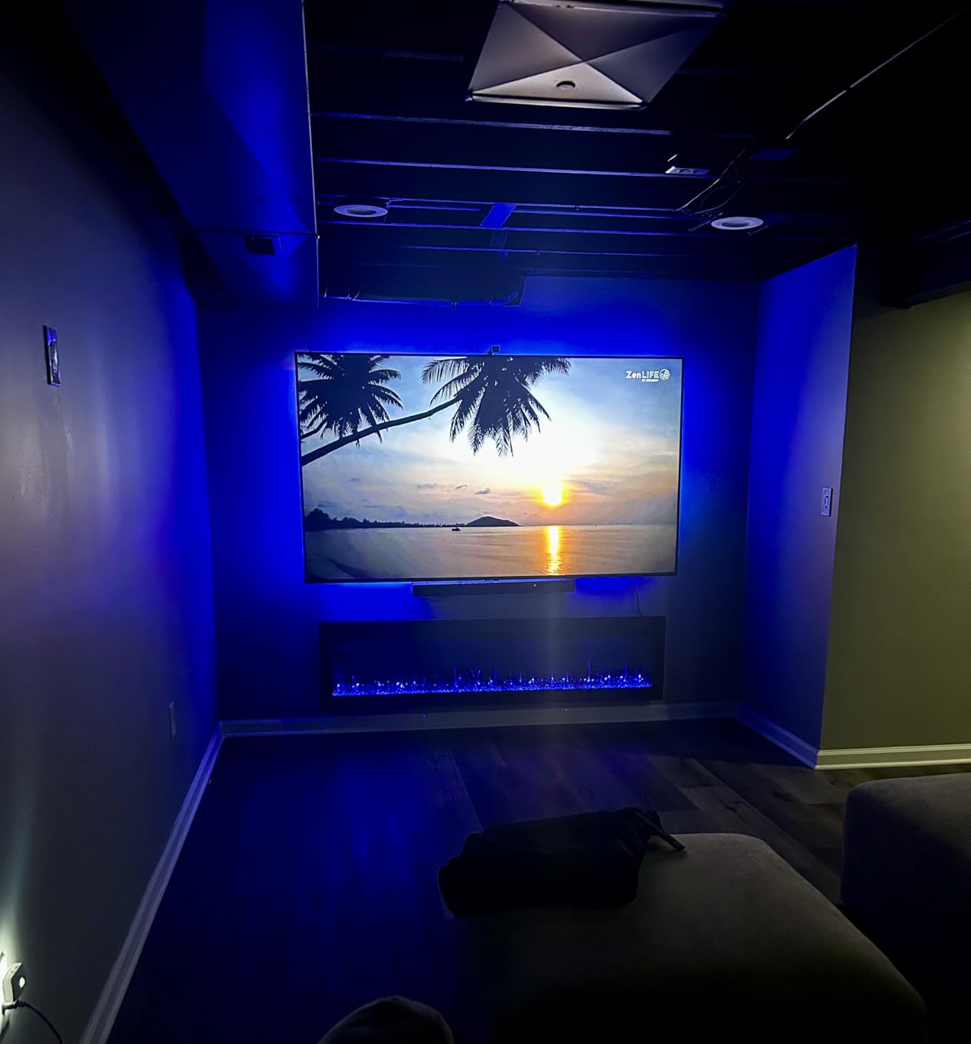 Electric Fireplace 72 Recessed and Wall Mounted Fire Places with Remote Control, Screen Control,Adjustable Flame Colors and Speed customer photo 1