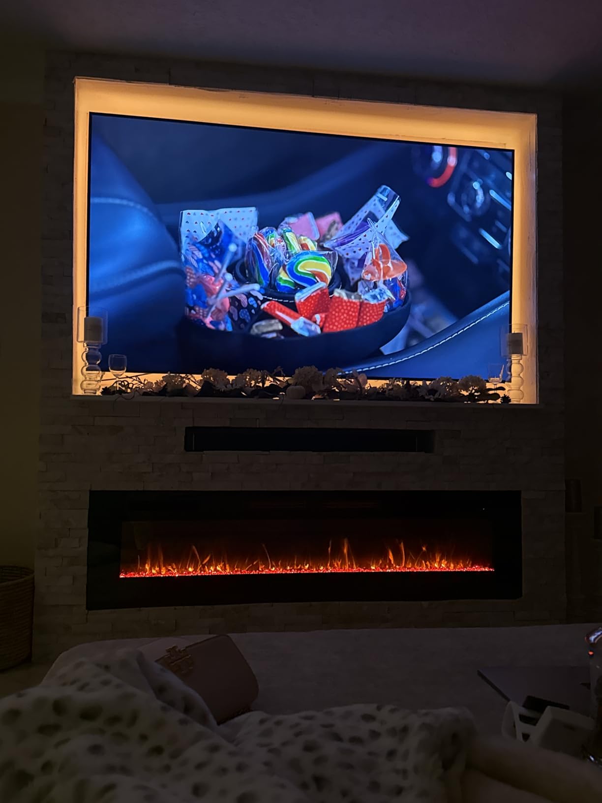 Electric Fireplace 72 Recessed and Wall Mounted Fire Places with Remote Control, Screen Control,Adjustable Flame Colors and Speed customer photo 2