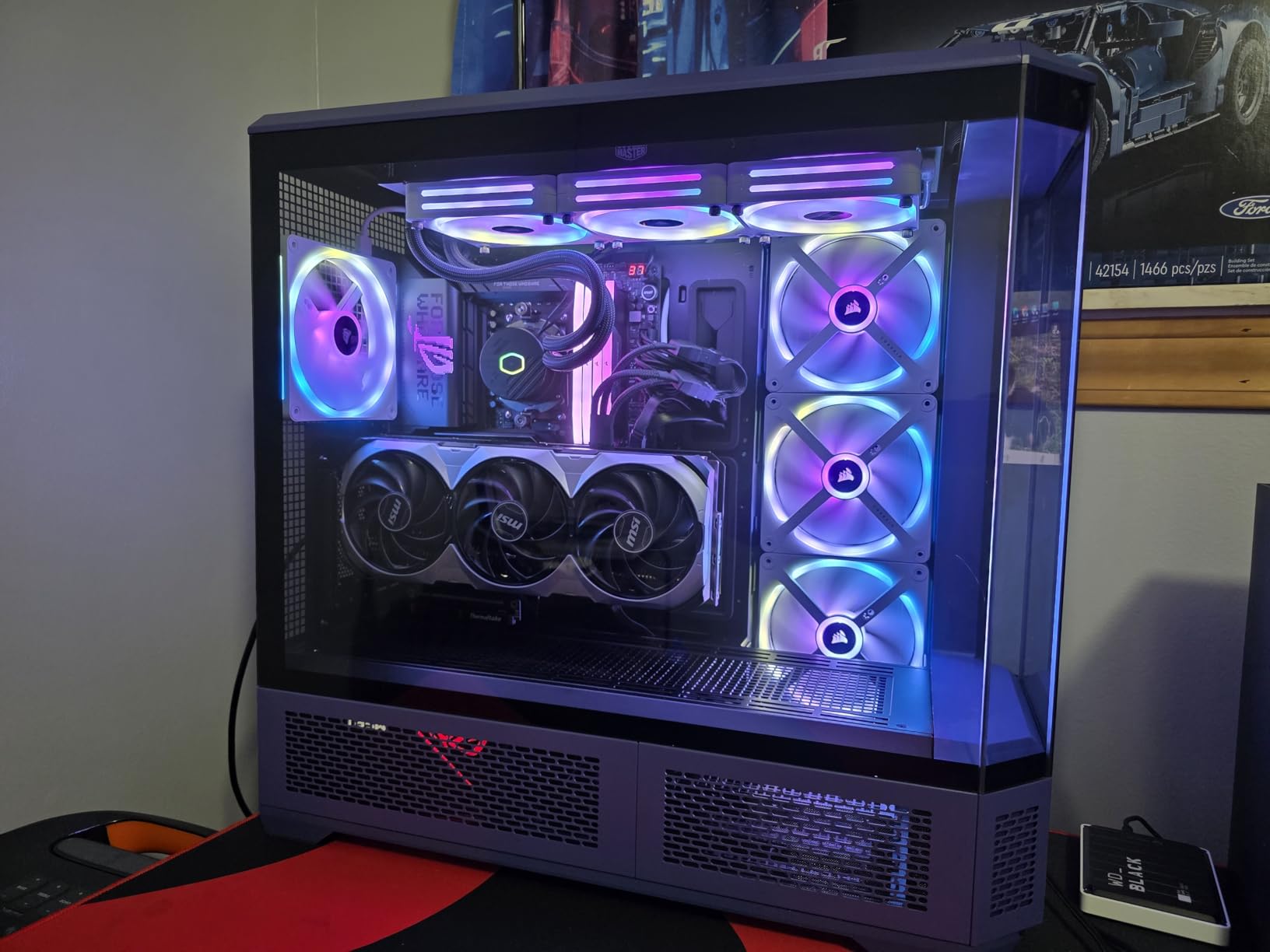 Thermaltake View 600 TG Full Tower, 420mm Radiator Support, 480mm GPU Clearance, Hidden Connector Support, Rotatable PCIe Slots, 220mm PSU Clearance, Black customer photo 2