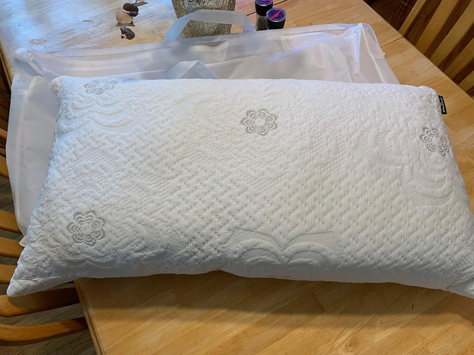 PranaSleep Dharma Adjustable Latex Pillow, Customizable Support, Side, Back and Stomach Sleeper Pillow, Queen Size, 30 L x 17 W x 6 H customer photo 2