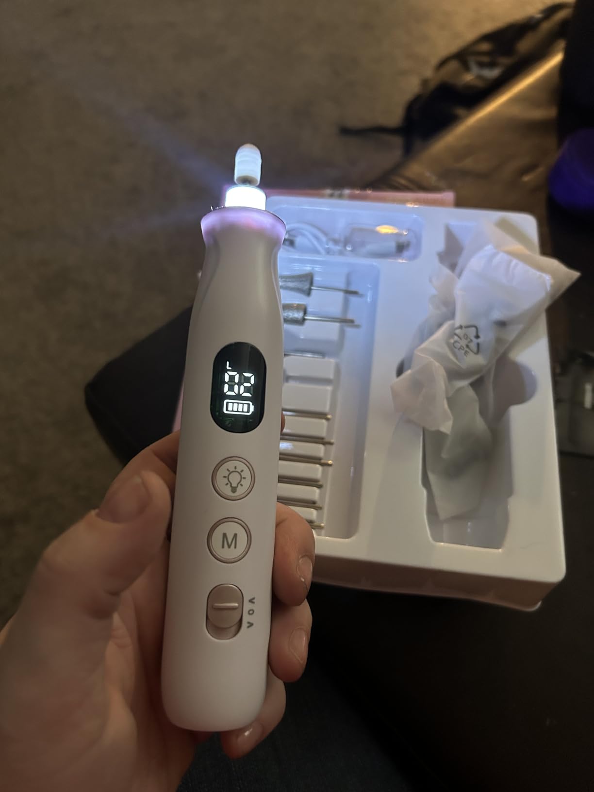 Professional Nail Drill Kit: Electric Nail File with LCD & Lamp, Long-Lasting Thick Toenail Grinder, Rechargeable & Cordless Toe Nail Tools for Women & Men Manicure and Pedicure Gifts customer photo 1