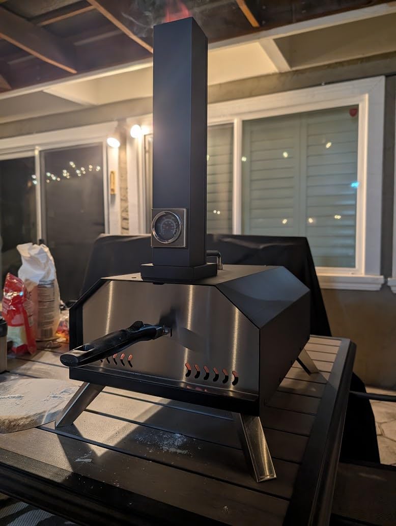 Pizza Oven Outdoor With a Thermometer, Portable Pellet Pizza Stove Wood Fired Stainless Steel Pizza Maker for Backyard or Outside Camping, Pizza Stone(11.25inch*11.25inch) customer photo 2