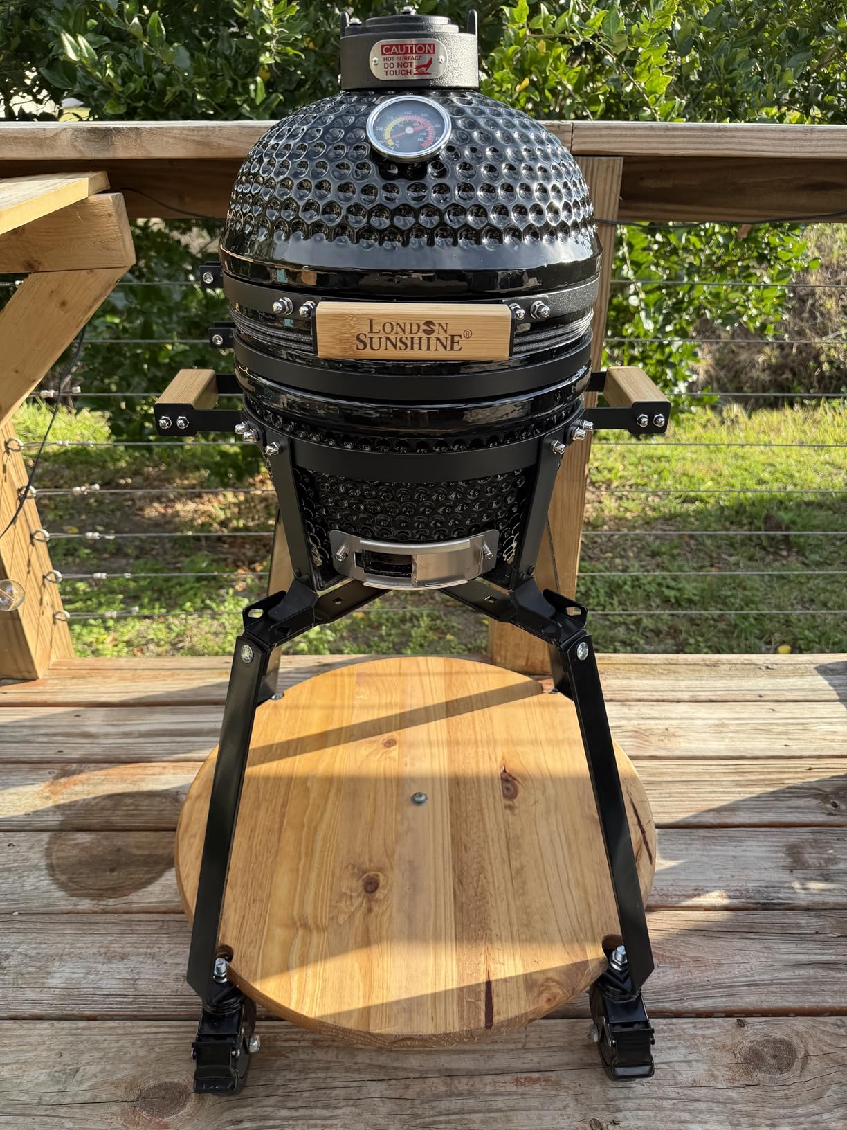 Upgraded 13 inch Ceramic Kamado Grill with Waterproof Air Vent Cap | Portable Tabletop Charcoal BBQ Grill Smoker for Outdoor Cooking, Patio, Camping customer photo 1