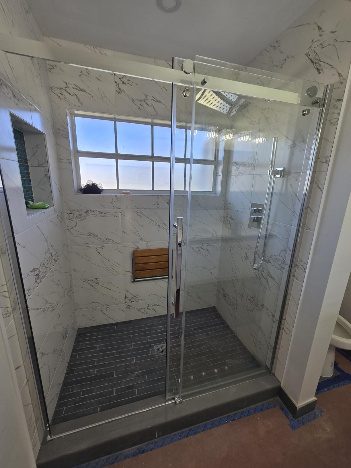 Frameless Sliding Glass Shower Door, 56-60