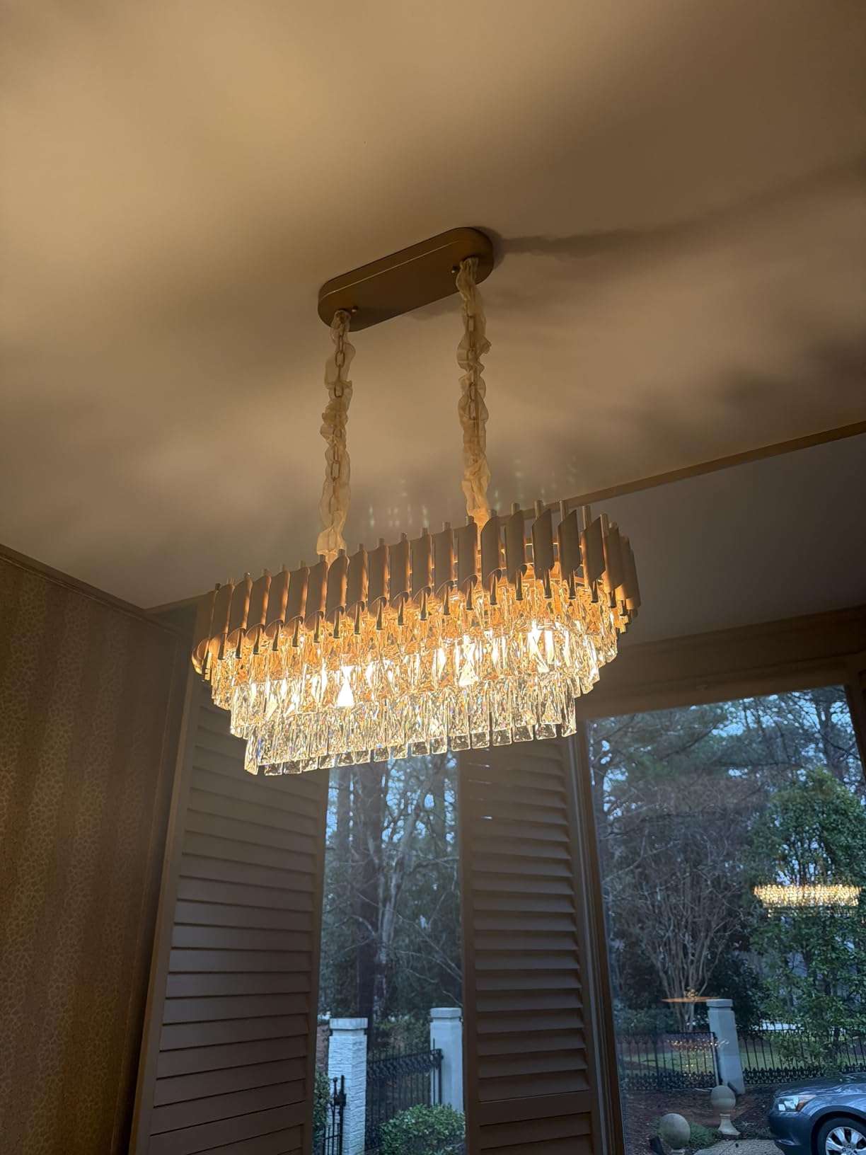 35'' Large Foyer Chandeliers Modern Gold Crystal Chandeliers for Staircase 22 Light Luxury Chandelier 7-Tier K9 Crystal Round Chandelier with Adjustable Chain for High Ceiling Entry Living Room customer photo 2