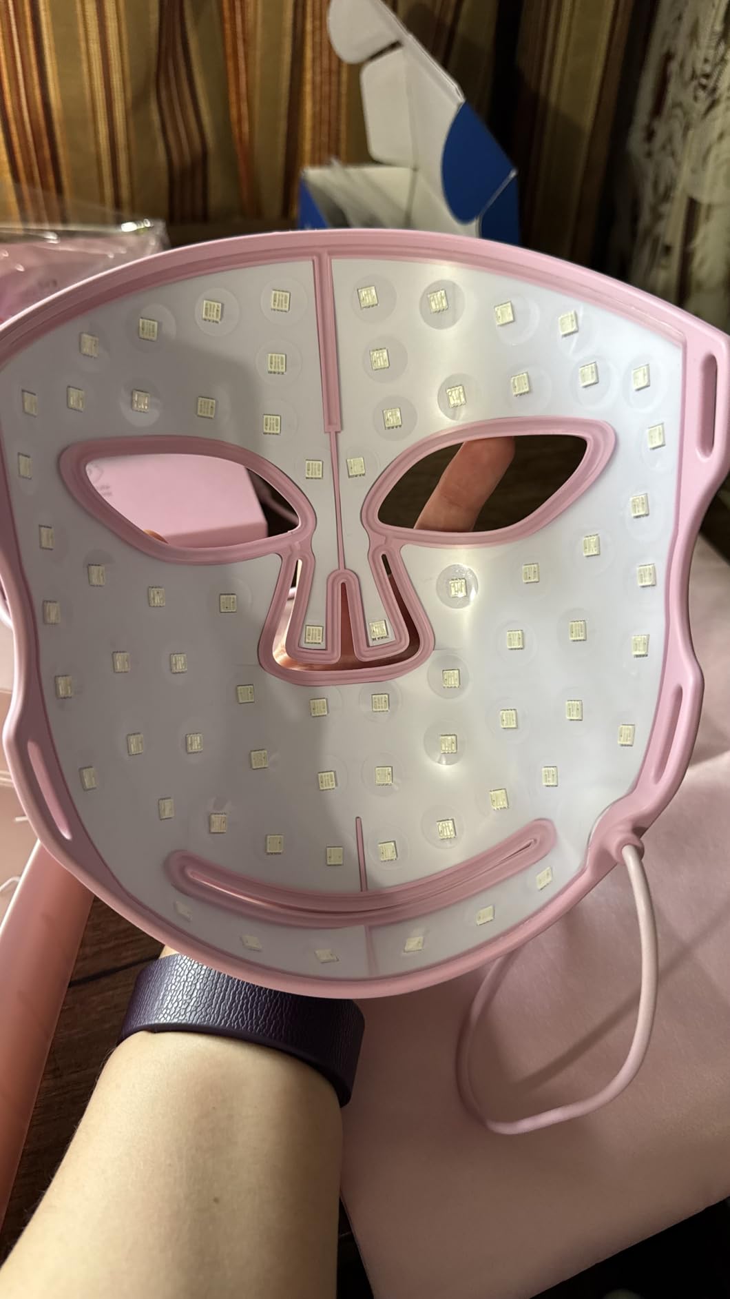 VogueNow LED Light Therapy Mask - FDA-Cleared Device for Wrinkles & Acne - Red Light Therapy for Face with Chin & Lip Coverage - Red, Blue & Near Infrared Facial Skincare - Mothers Day Gifts for Mom customer photo 2
