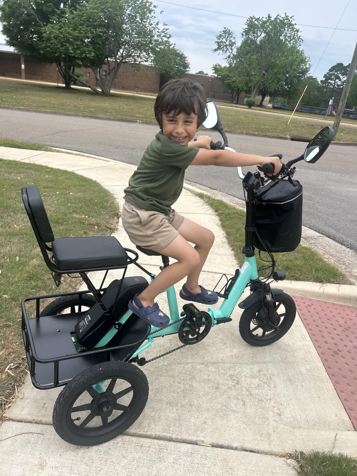 E Trike Electric Bike, 350W(Peak 500W) Brushless Motor Folding Trike, 2 Seats Ebike, 480Wh Removable Battery, Step-Thru 3 Wheel Electric Bicycle, Up to 45 Miles, Tricycle for Adults Parents customer photo 1