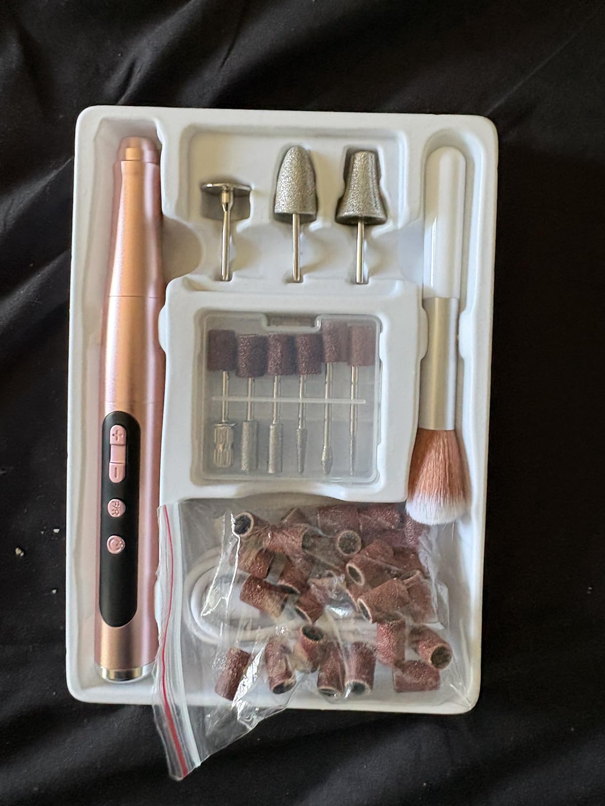 Cordless Nail Drill 35000RPM, Portable Electric Nail File for Acrylic Gel Nails, Professional Manicure Pedicure Kit, Rechargeable Pedicure Tools for feet with LCD Display, Low Noise Low Vibration customer photo 1