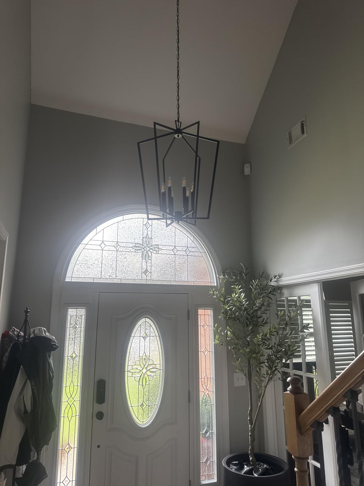 Vezzio 12-Light Large Black Chandelier, D30 Inch Modern Industrial Farmhouse Lantern Pendant Light for High Ceiling Entryway, Foyer, Dining Room, Kitchen Island, Hallway, Staircase customer photo 2