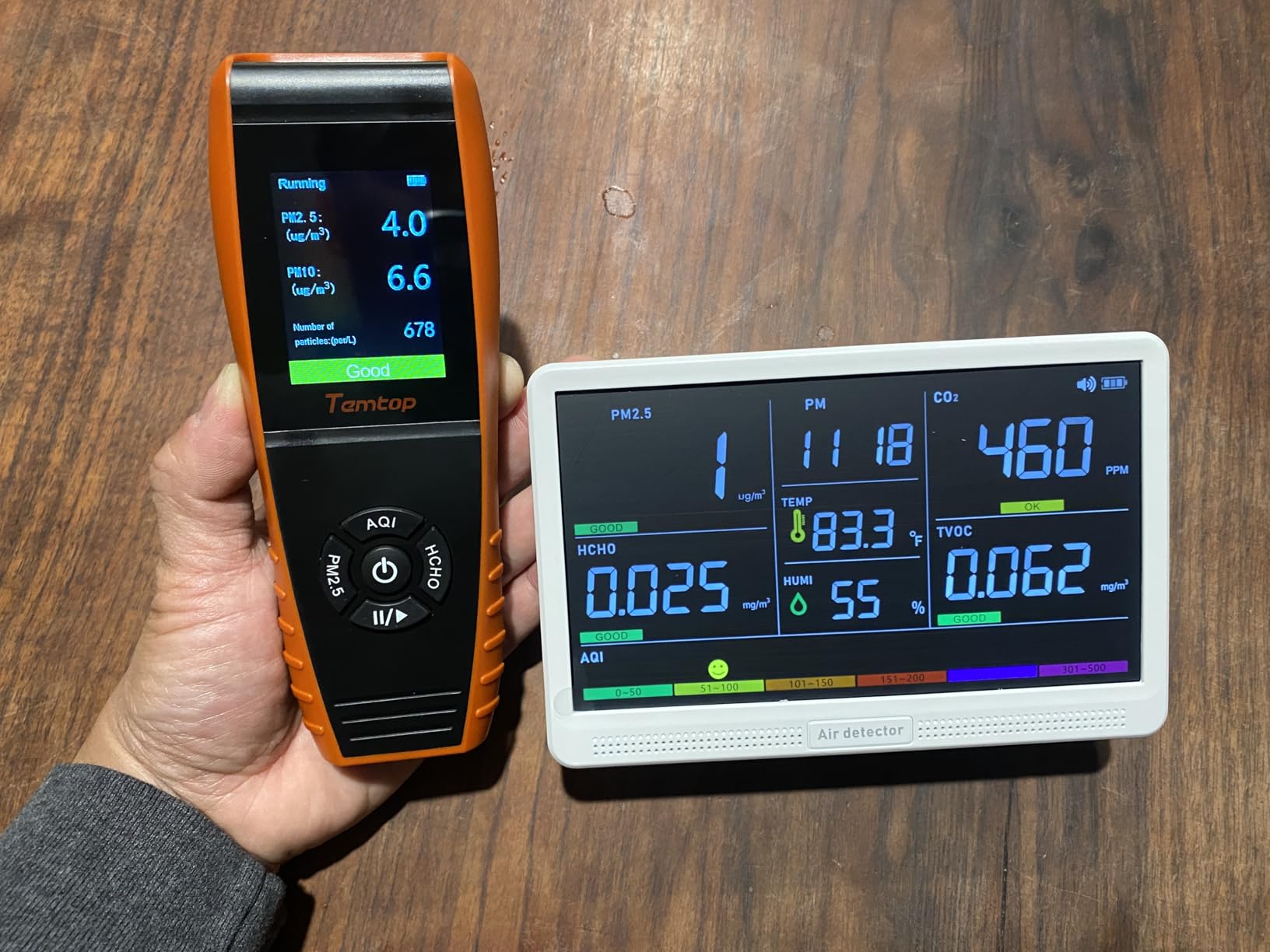Upgrade Extended 12-Hour Battery Life 16 in 1 Air Quality Monitor Indoor with 7
